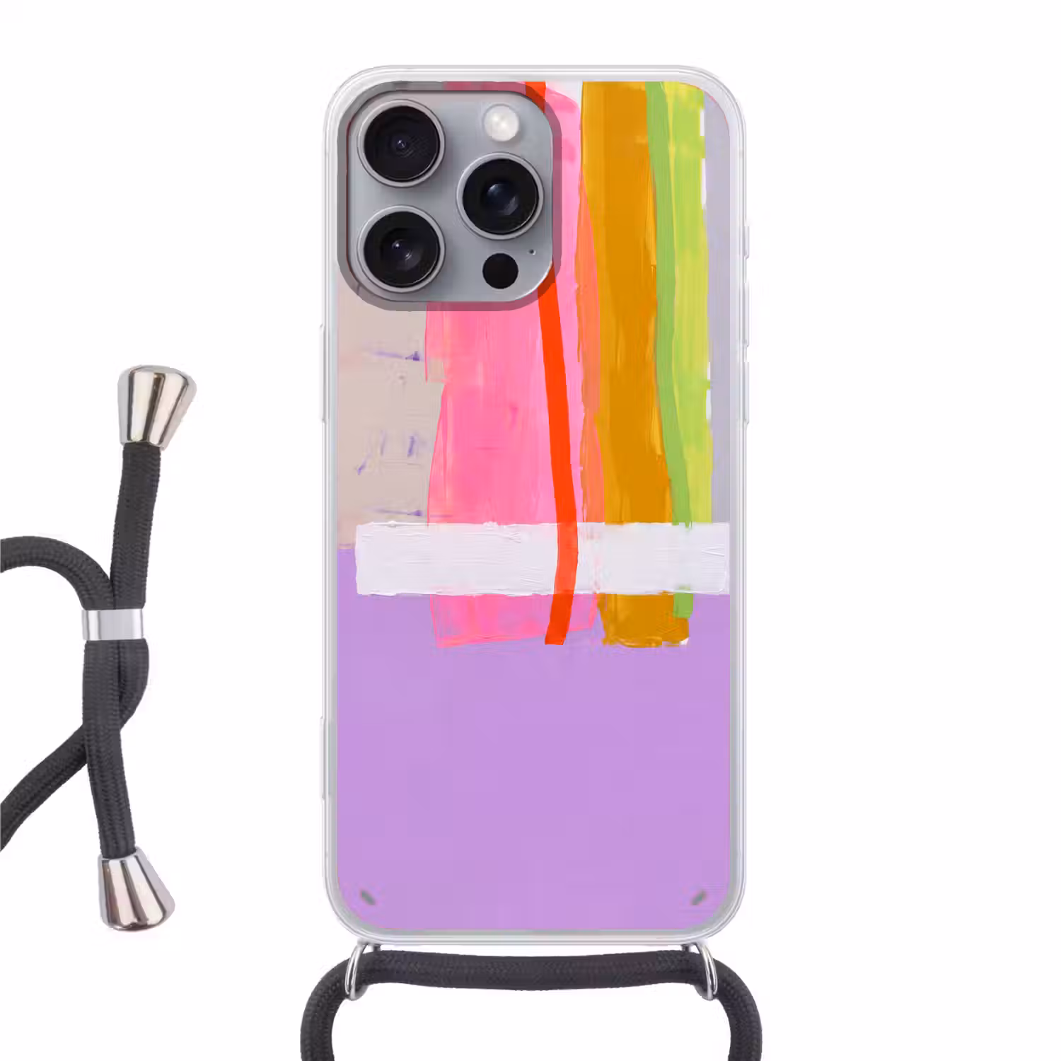 Abstract - Kleurrijk - Vormen - Modern - Kunst Hoesje iPhone 16 Pro Max met koord klein -3d