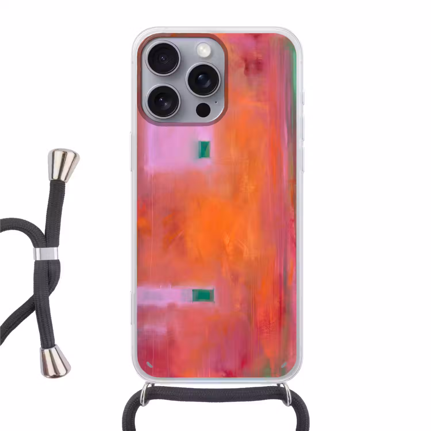 Abstract - Vlakken - Kunst - Modern - Oranje Hoesje iPhone 16 Pro Max met koord klein -3d