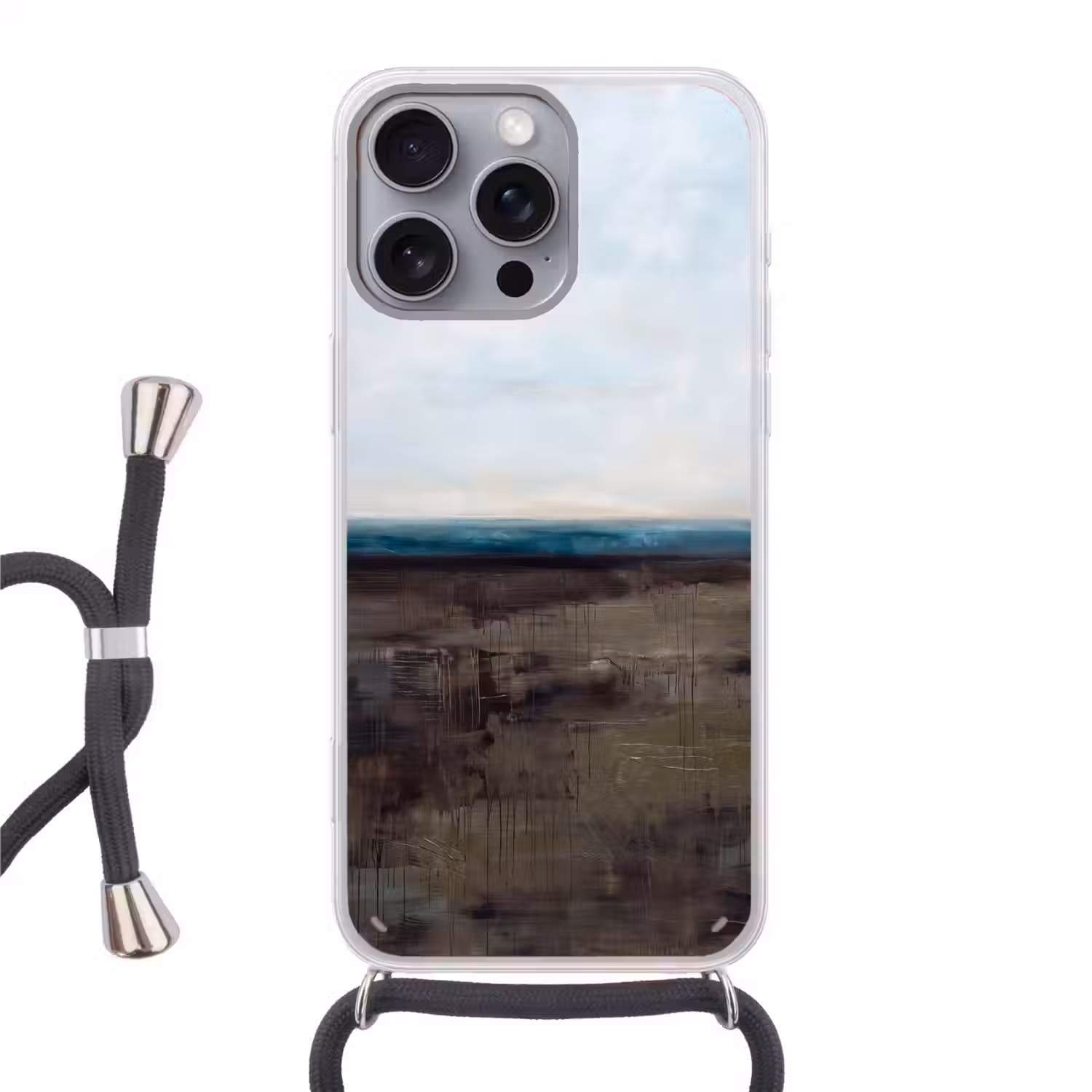 Abstract - Landschap - Horizon - Blauw - Modern Hoesje iPhone 16 Pro Max met koord klein -3d