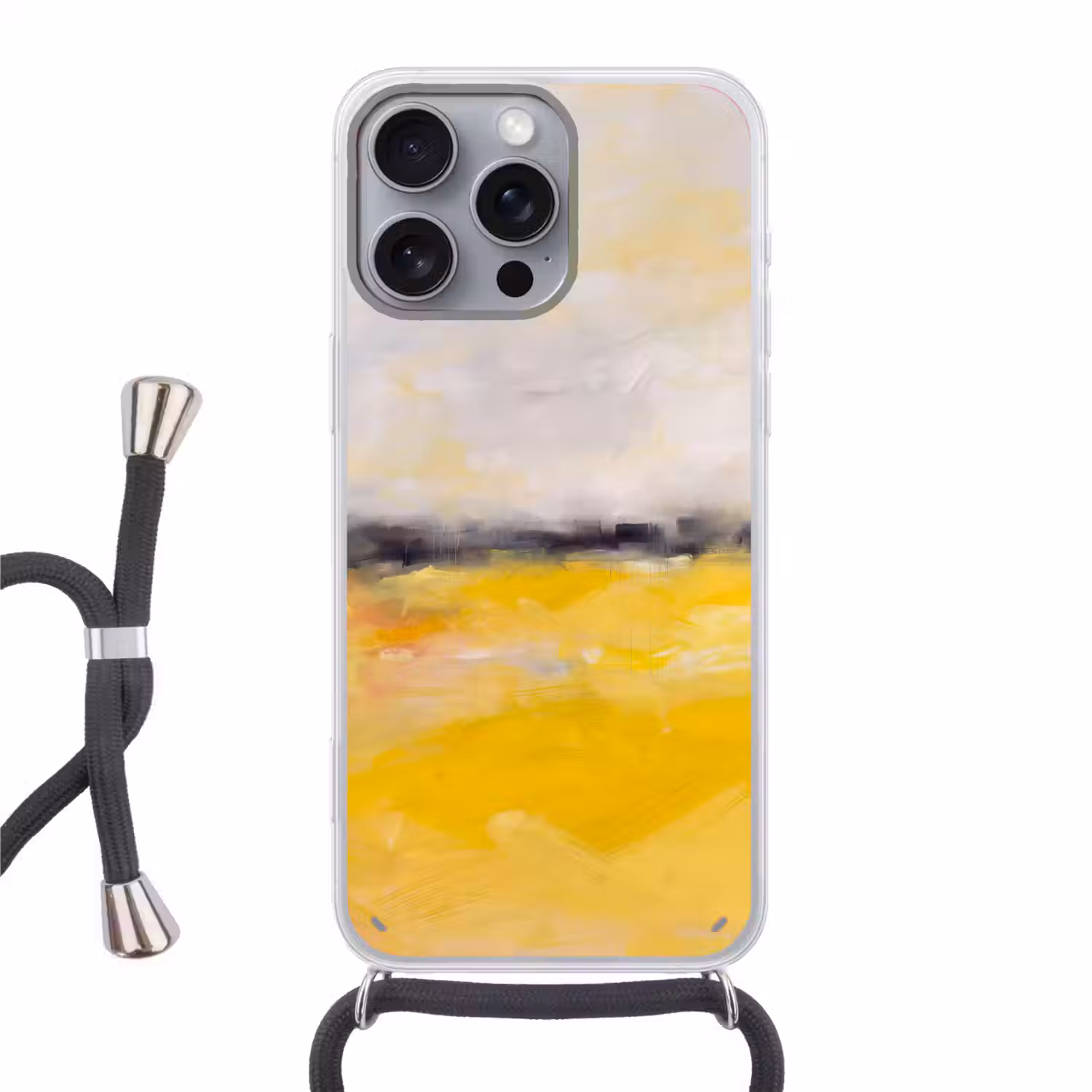 Abstract - Landschap - Modern - Geel Hoesje iPhone 16 Pro Max met koord klein -3d