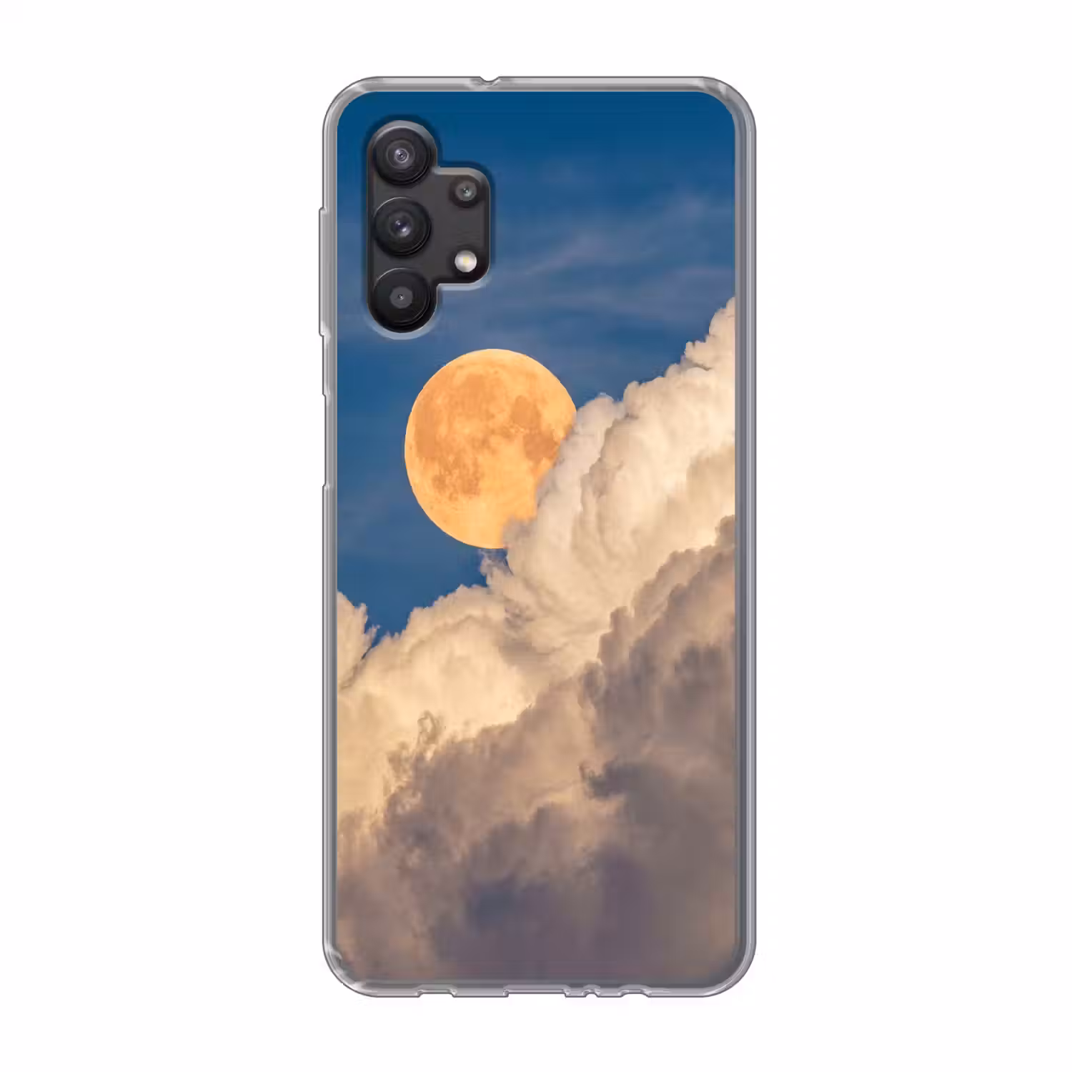 Maan - Wolken - Natuur - Oranje Telefoonhoesje Samsung Galaxy A32 5G klein -3d