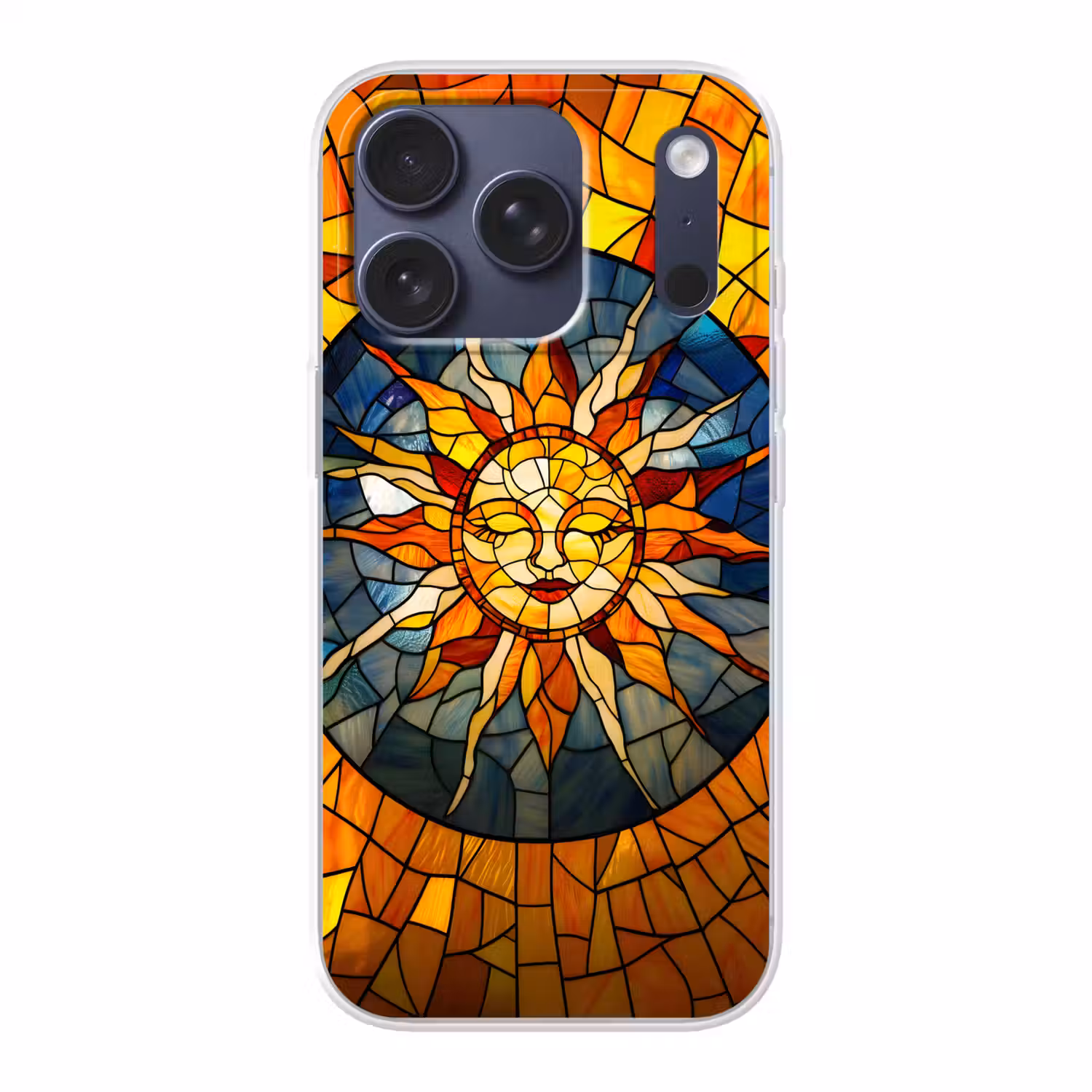 Mozaïek - Zon - Geel - Cirkel Telefoonhoesje iPhone 17 Pro klein -3d
