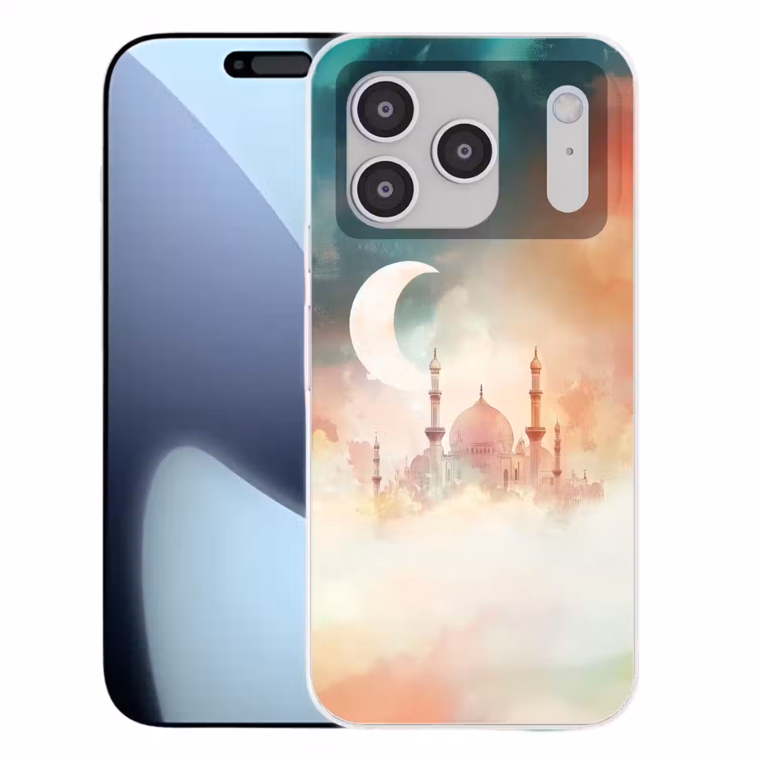 Moskee - Kleurrijke wolken - Arabisch - Ramadan - Islamitische Telefoonhoesje iPhone 17 Pro klein -3d