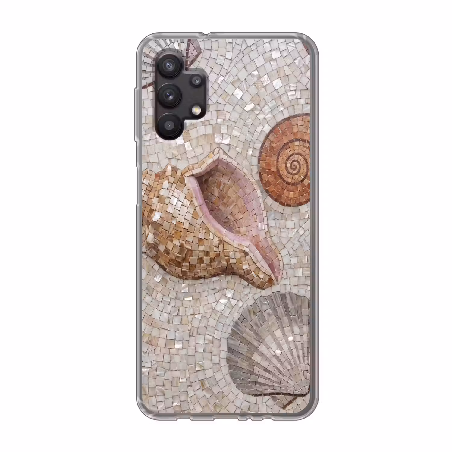 Schelp - Mozaïek - Zee - Beige - Modern Telefoonhoesje Samsung Galaxy A32 5G klein -3d