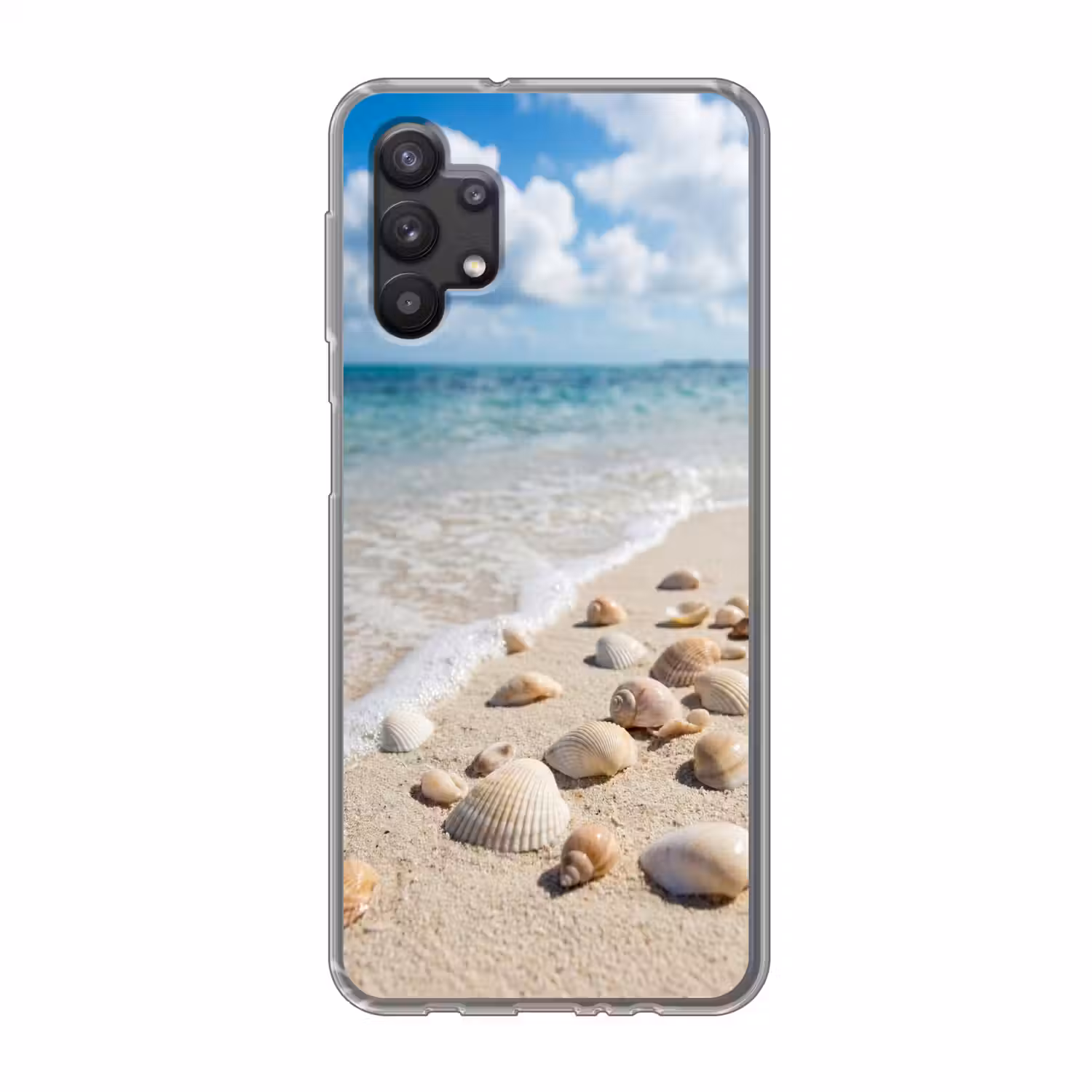 Schelpen - Strand - Natuur - Beige Telefoonhoesje Samsung Galaxy A32 5G klein -3d