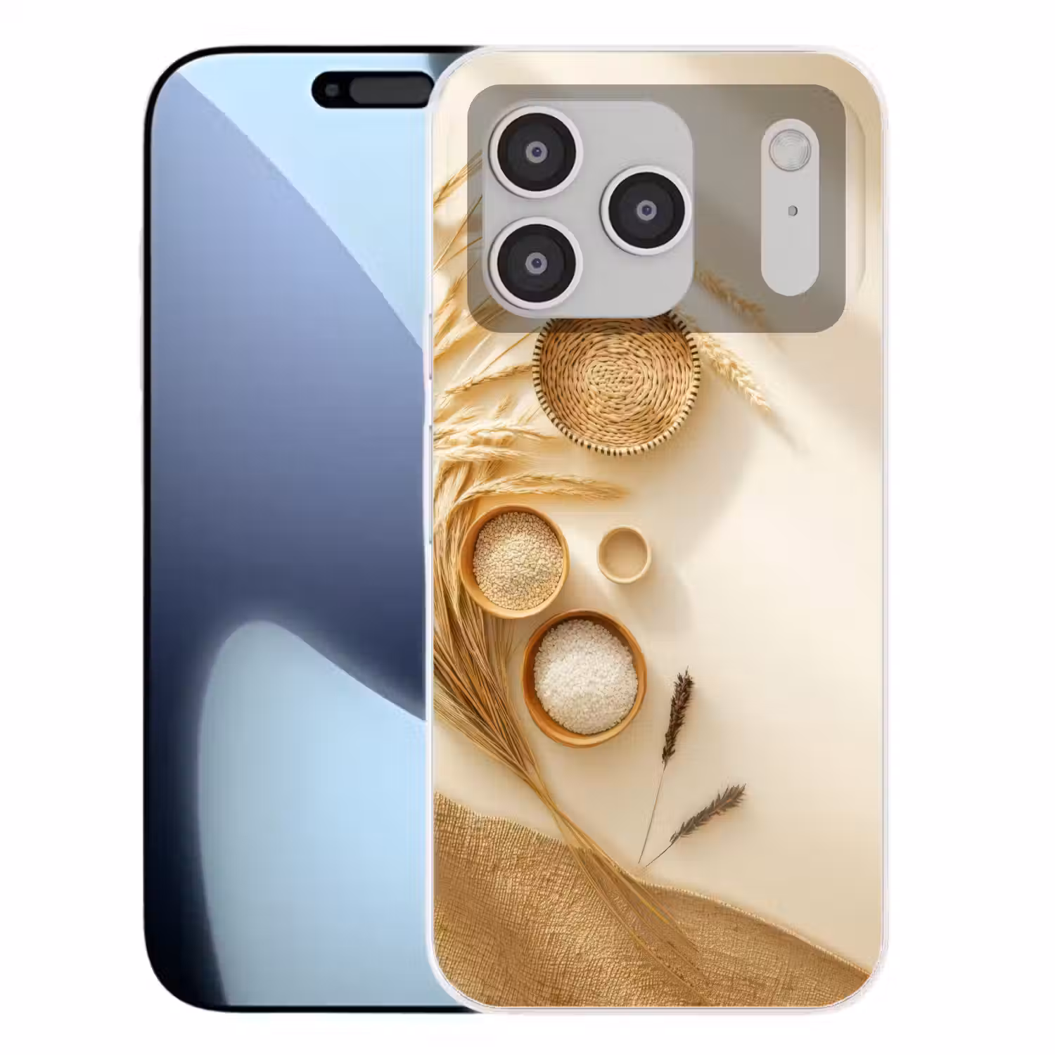 Granen - Hout - Kom - Beige Telefoonhoesje iPhone 17 Pro klein -3d