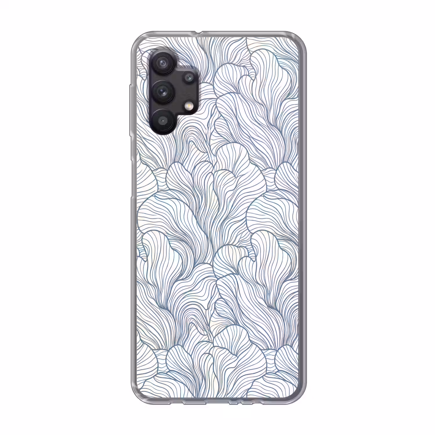 Patroon - Lijnen - Organisch - Abstract - Blauw Telefoonhoesje Samsung Galaxy A32 5G klein -3d