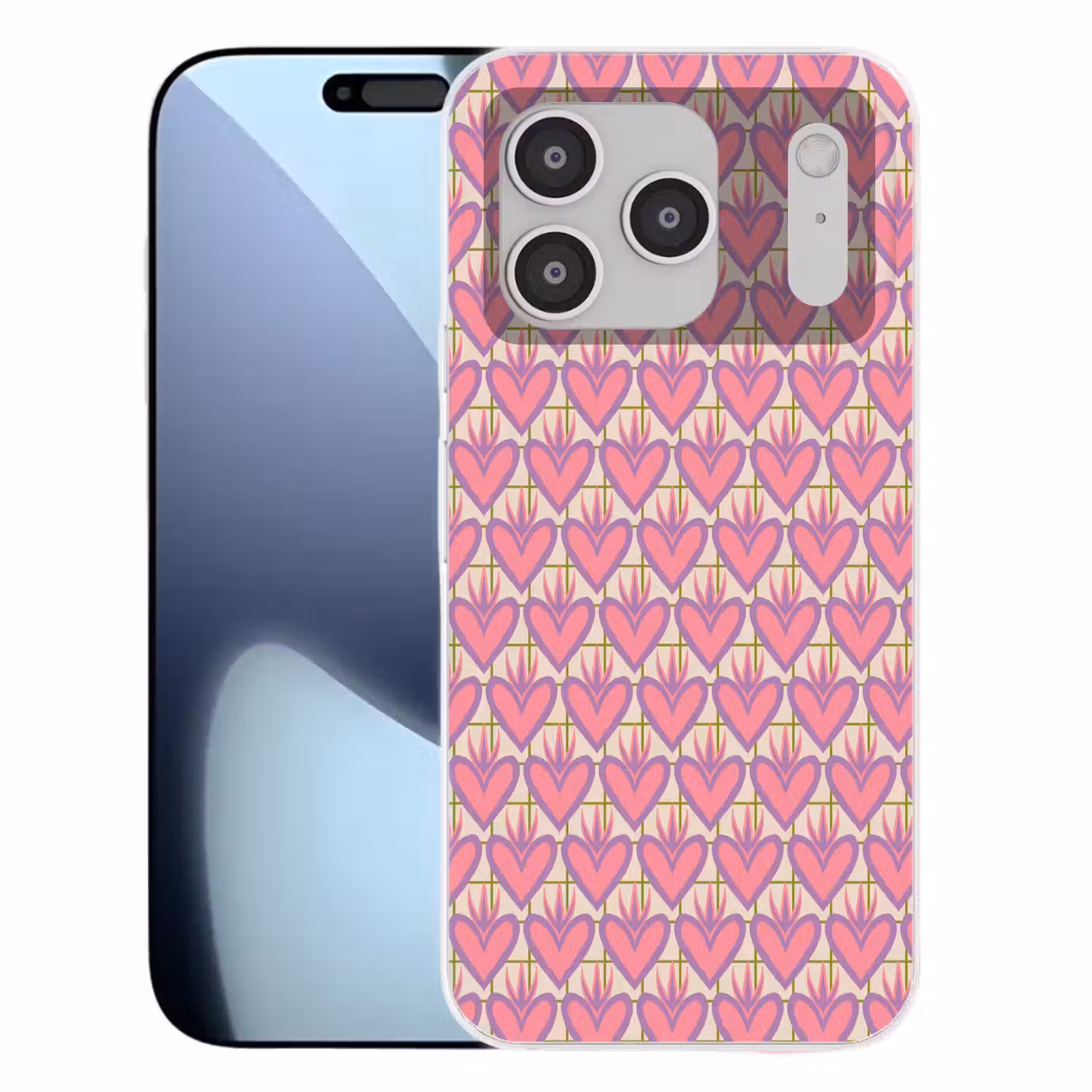 Patroon - Roze - Hartjes Telefoonhoesje iPhone 17 Pro klein 878 -3d