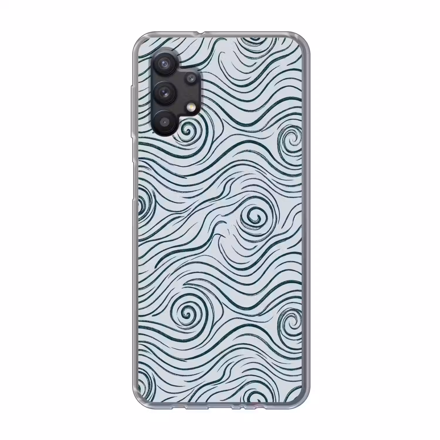 Patroon - Golven - Abstract - Modern - Blauw Telefoonhoesje Samsung Galaxy A32 5G klein -3d