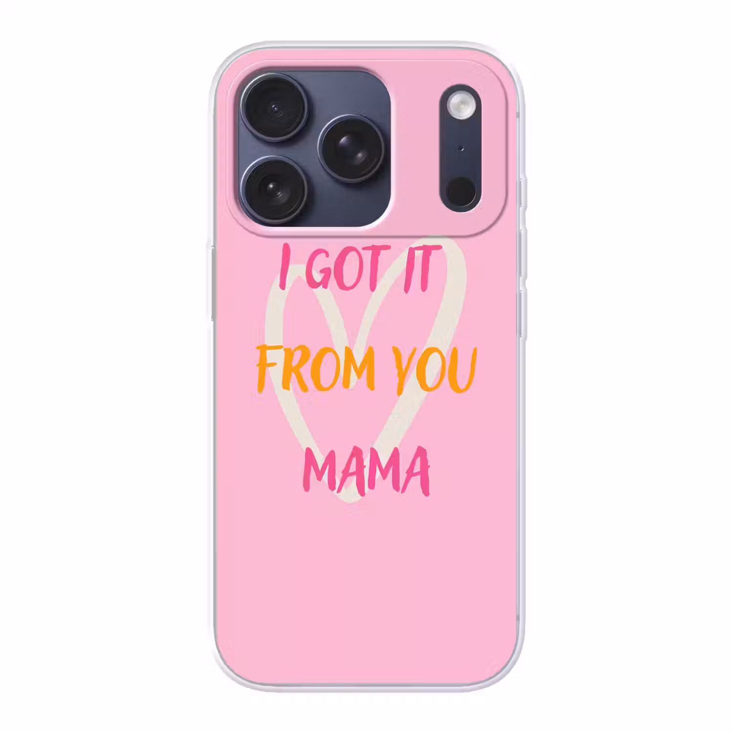 Mama - Quote - Hart - Roze Telefoonhoesje iPhone 17 Pro klein -3d