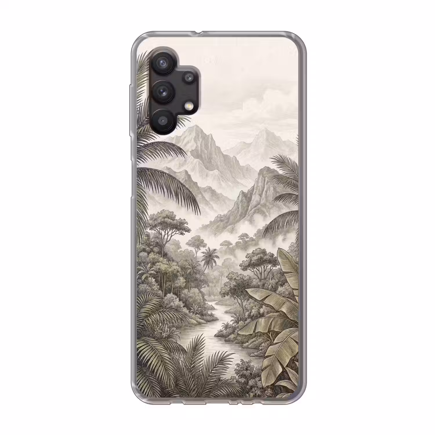 Natuur - Bergen - Rivier - Tropisch - Vintage Telefoonhoesje Samsung Galaxy A32 5G klein -3d