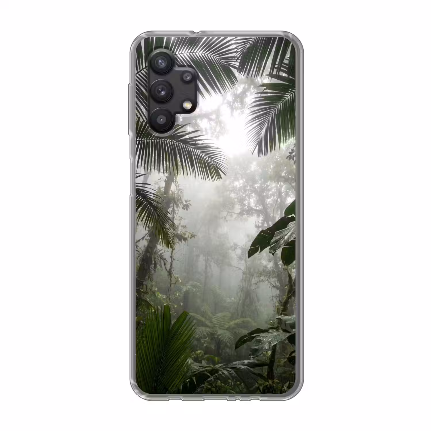 Natuur - Jungle - Mist - Groen - Bladeren Telefoonhoesje Samsung Galaxy A32 5G klein -3d