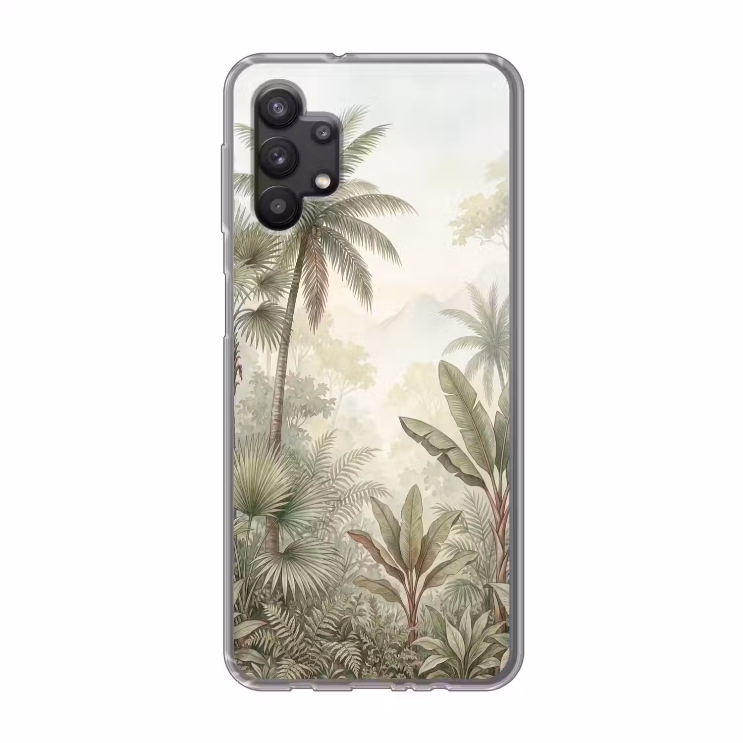 Natuur - Tropisch bos - Landschap - Aquarel - Groen Telefoonhoesje Samsung Galaxy A32 5G klein -3d