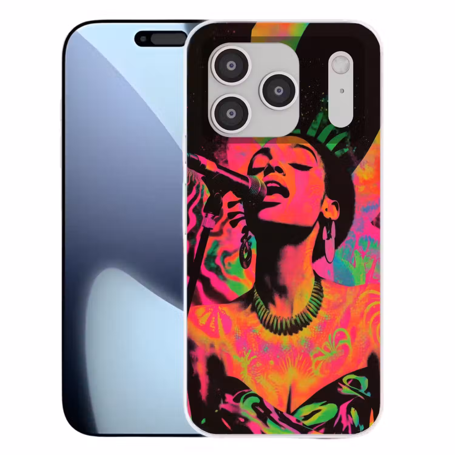 Neon - Vrouw - Microfoon Telefoonhoesje iPhone 17 Pro klein -3d