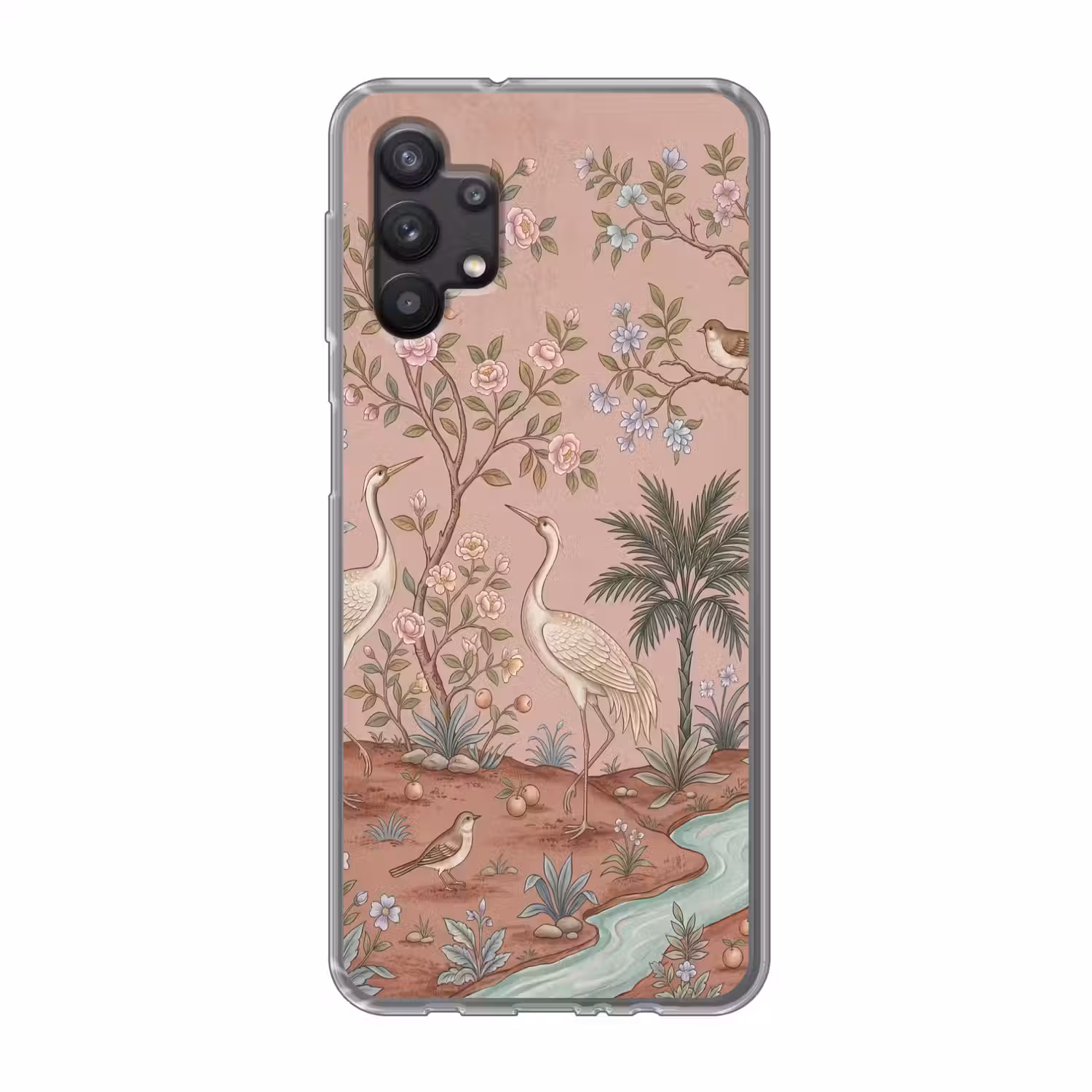 Nostalgisch - Reigers - Roze Telefoonhoesje Samsung Galaxy A32 5G klein -3d
