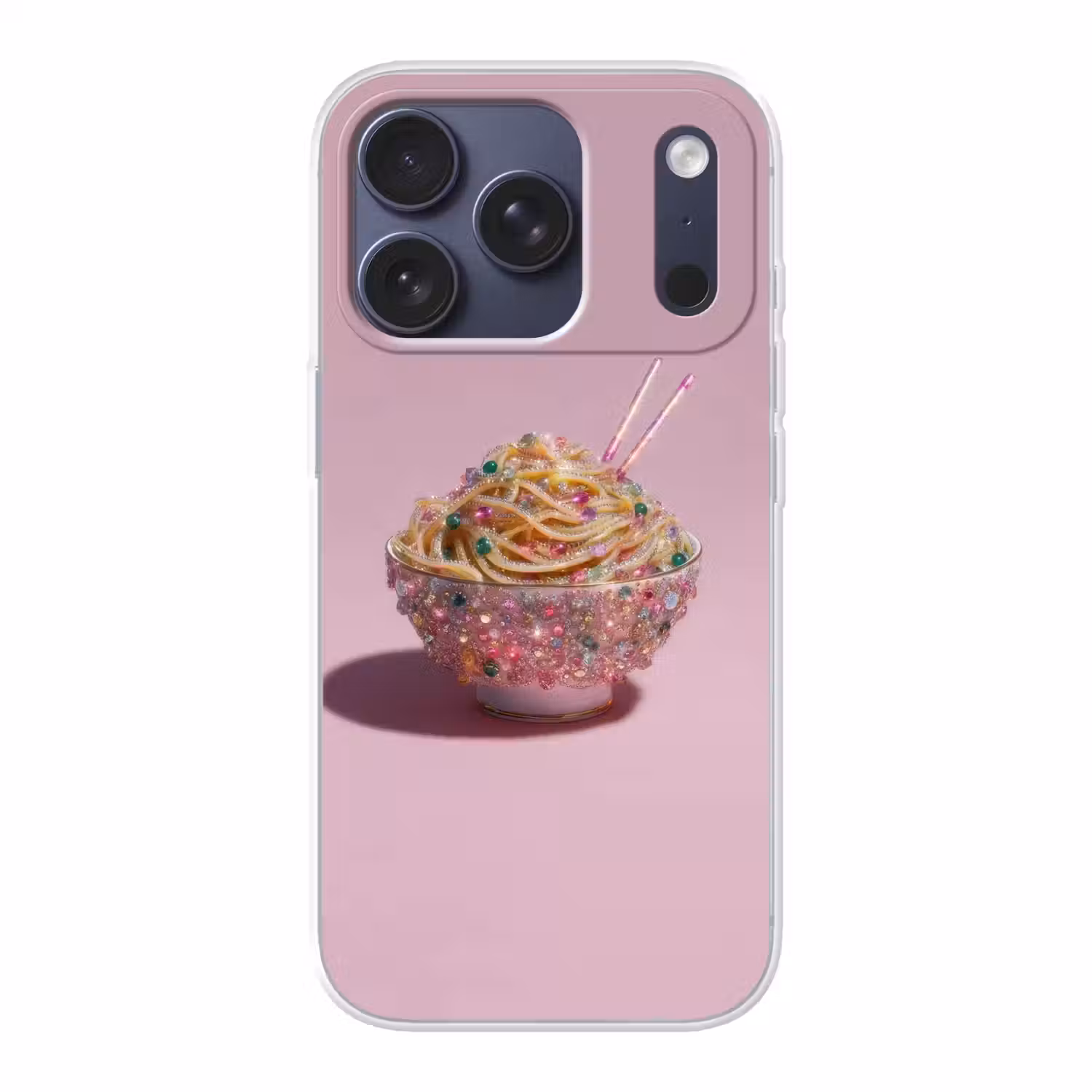 Noodles - Edelstenen - Stokjes - Roze Telefoonhoesje iPhone 17 Pro klein -3d