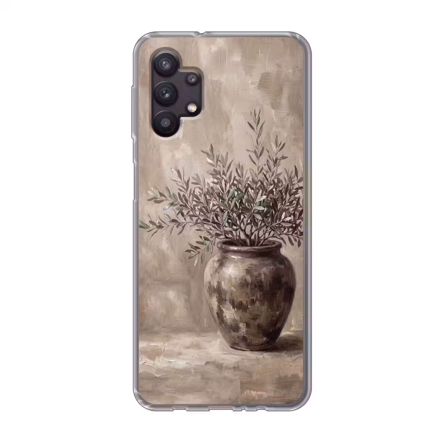 Olijfplant - Aardenpot - Abstract - Beige Telefoonhoesje Samsung Galaxy A32 5G klein -3d