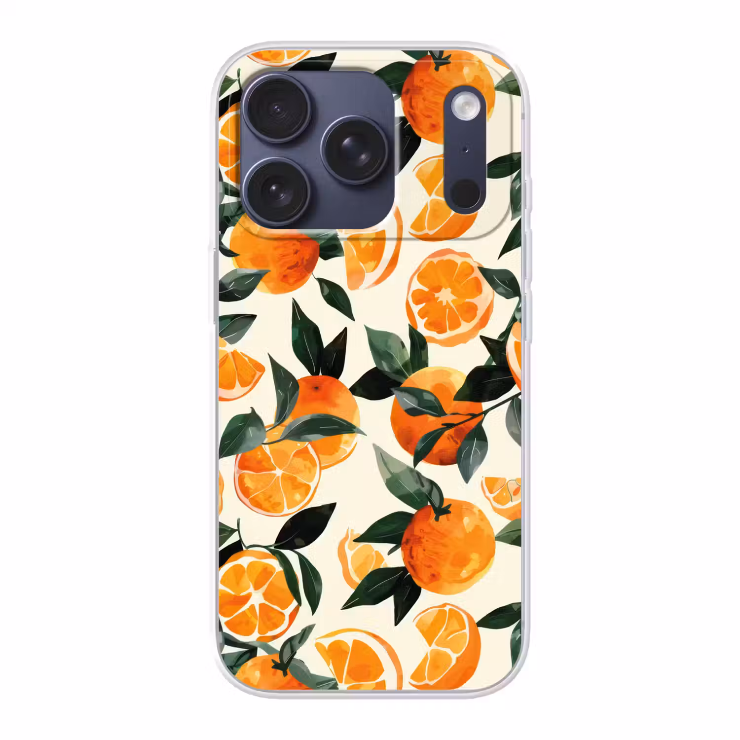 Sinaasappels - Vruchten - Bladeren - Oranje - Groen - Beige Telefoonhoesje iPhone 17 Pro klein -3d