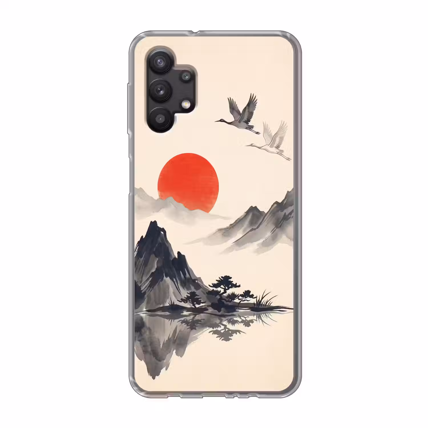 Oosters - Kraanvogels - Landschap Telefoonhoesje Samsung Galaxy A32 5G klein -3d