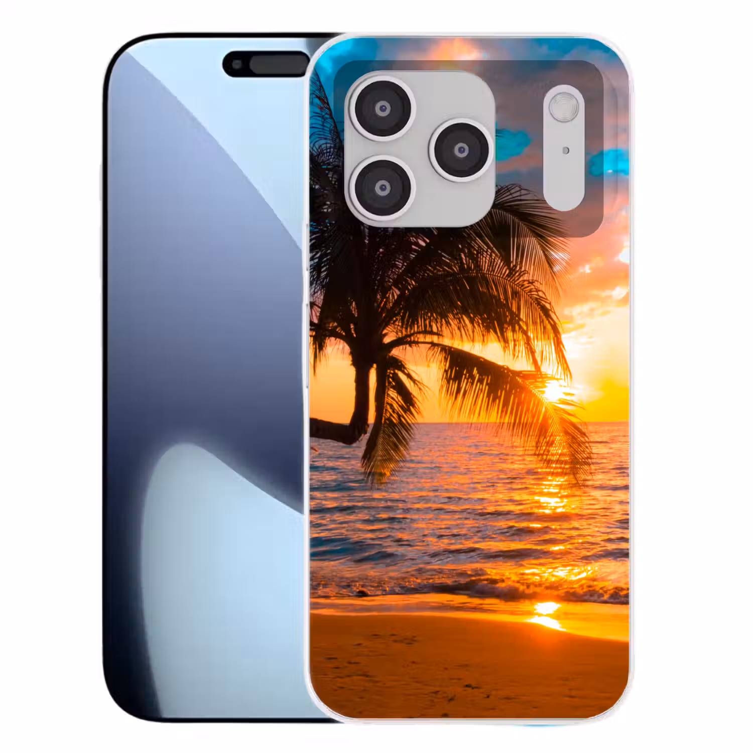 Palm - Zonsondergang - Horizon - Strand - Zee - Tropisch Telefoonhoesje iPhone 17 Pro klein -3d