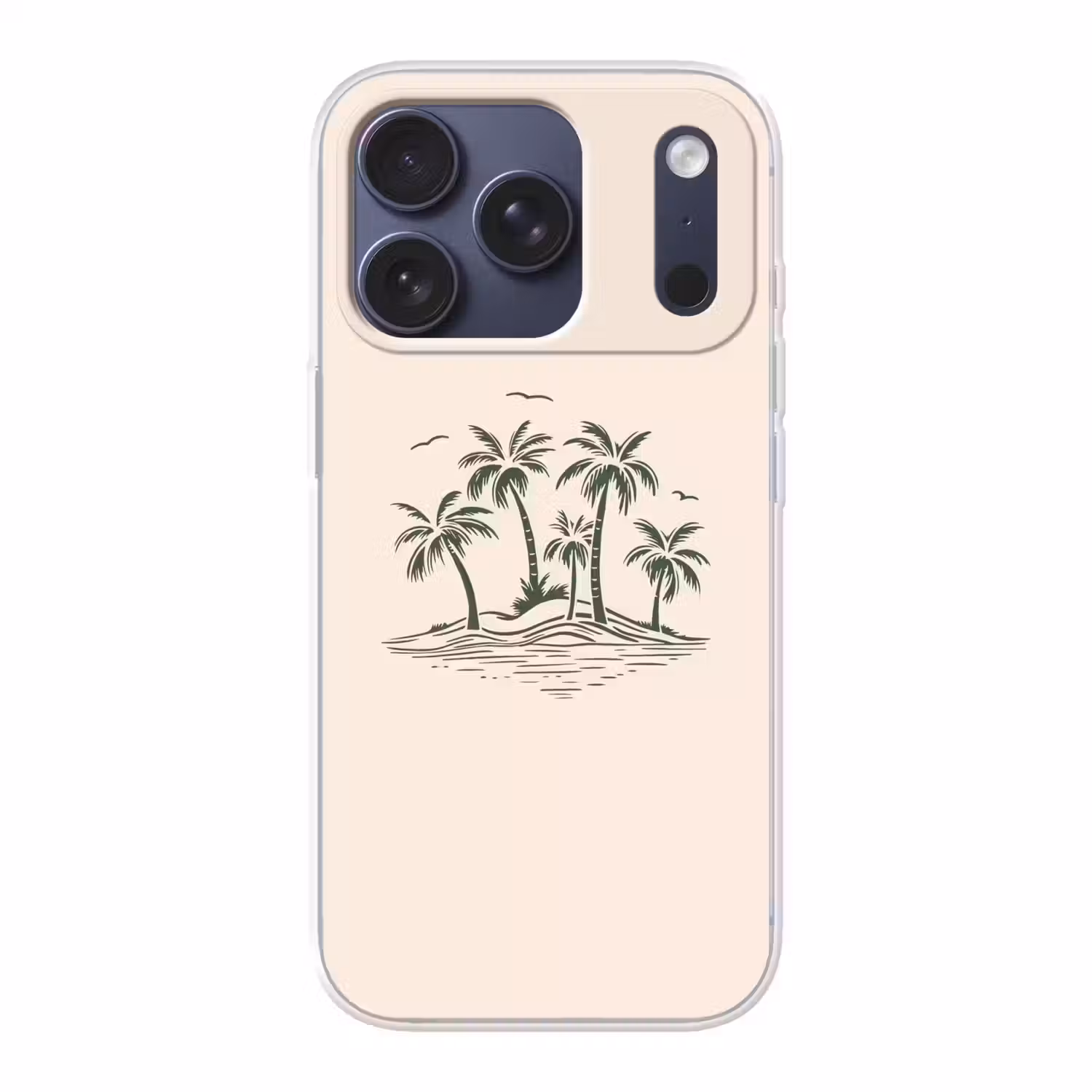 Palmbomen - Strand - Beige - Groen - Tropisch Telefoonhoesje iPhone 17 Pro klein -3d