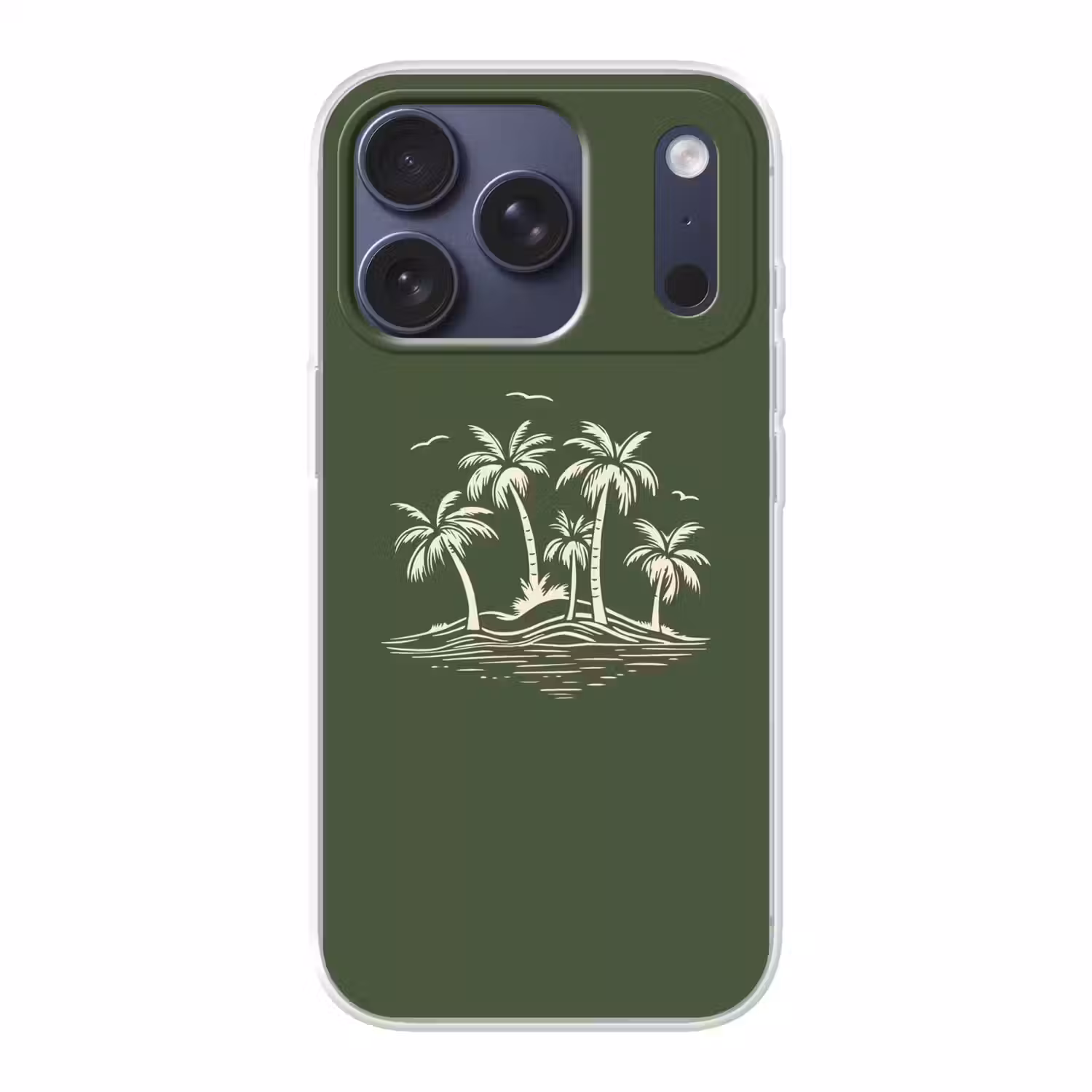 Palmbomen - Strand - Groen - Beige - Tropisch Telefoonhoesje iPhone 17 Pro klein -3d