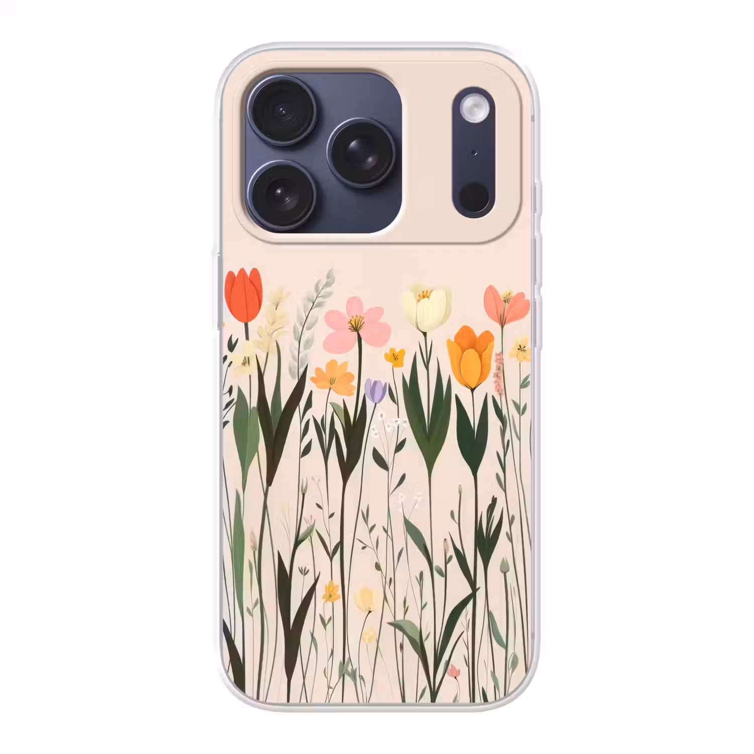 Pasteltinten - Bloemen - Illustratie Telefoonhoesje iPhone 17 Pro klein -3d