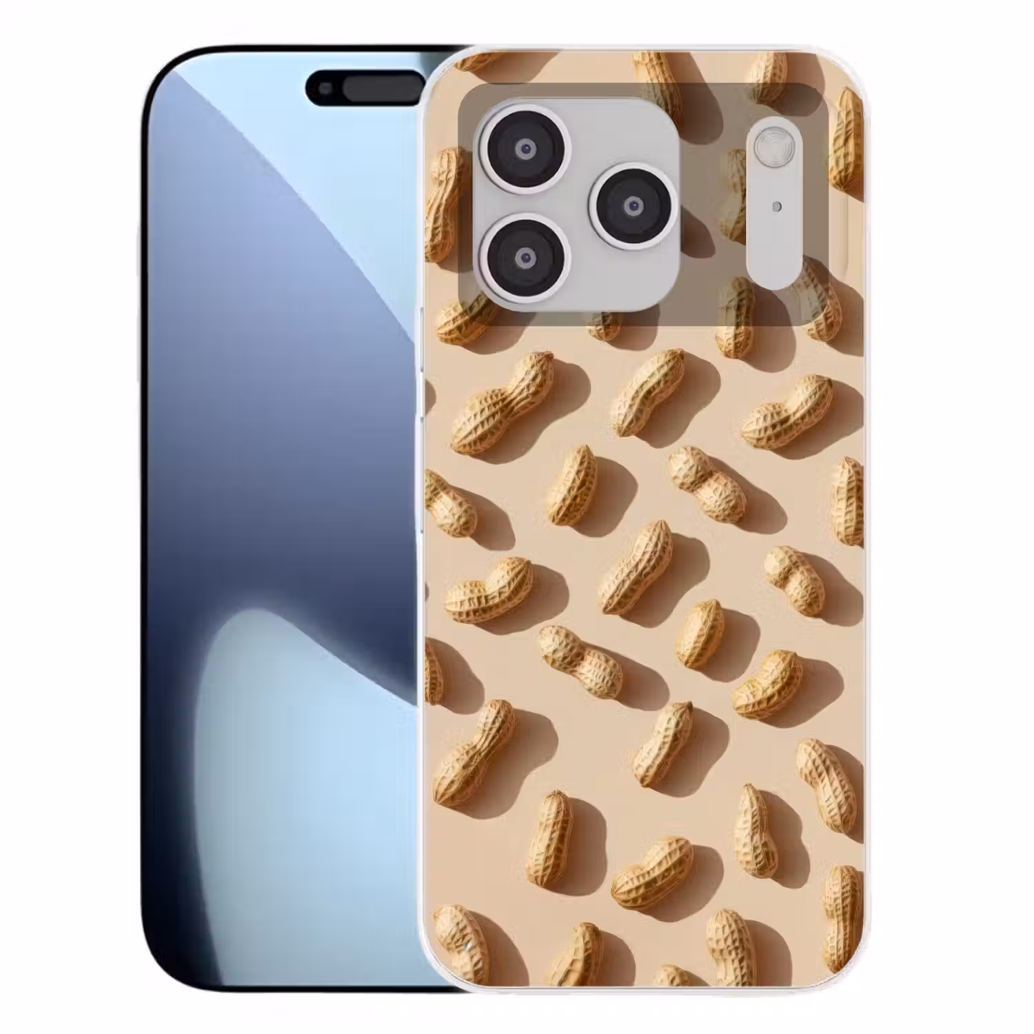 Pinda's - Patroon - Beige Telefoonhoesje iPhone 17 Pro klein -3d
