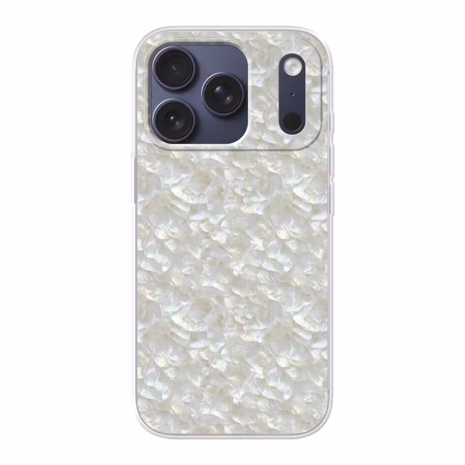 Parelmoerglans - Wit - Schelp Telefoonhoesje iPhone 17 Pro klein 878 -3d
