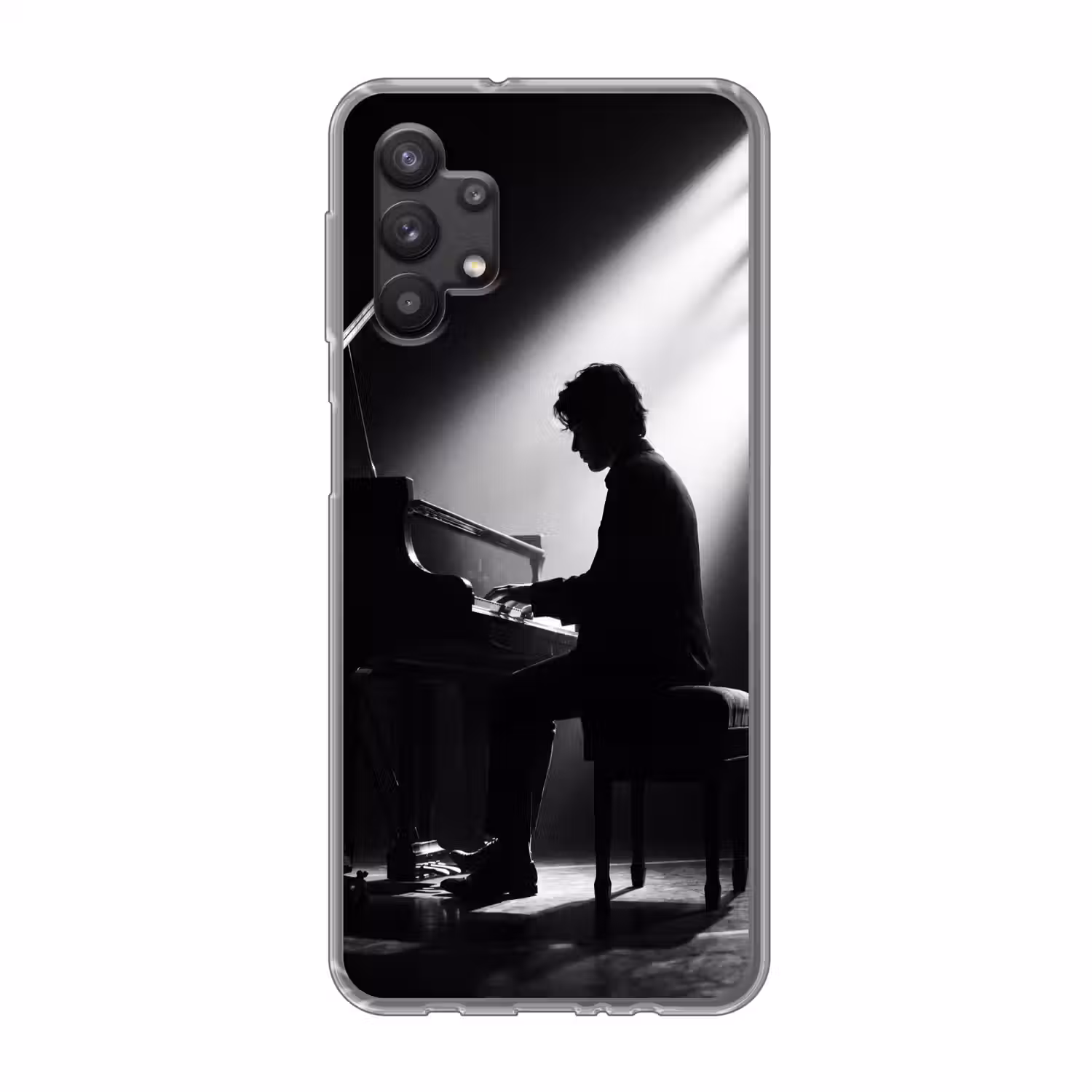 Persoon - Piano - Muziek - Zwart-wit - Podium Telefoonhoesje Samsung Galaxy A32 5G klein -3d