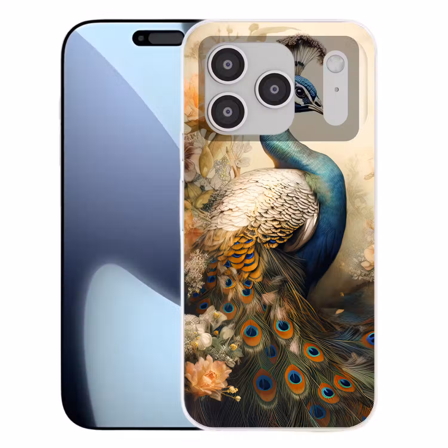 Pauw - Pauwenveren - Bloemen - Vogels - Botanisch Telefoonhoesje iPhone 17 Pro klein -3d