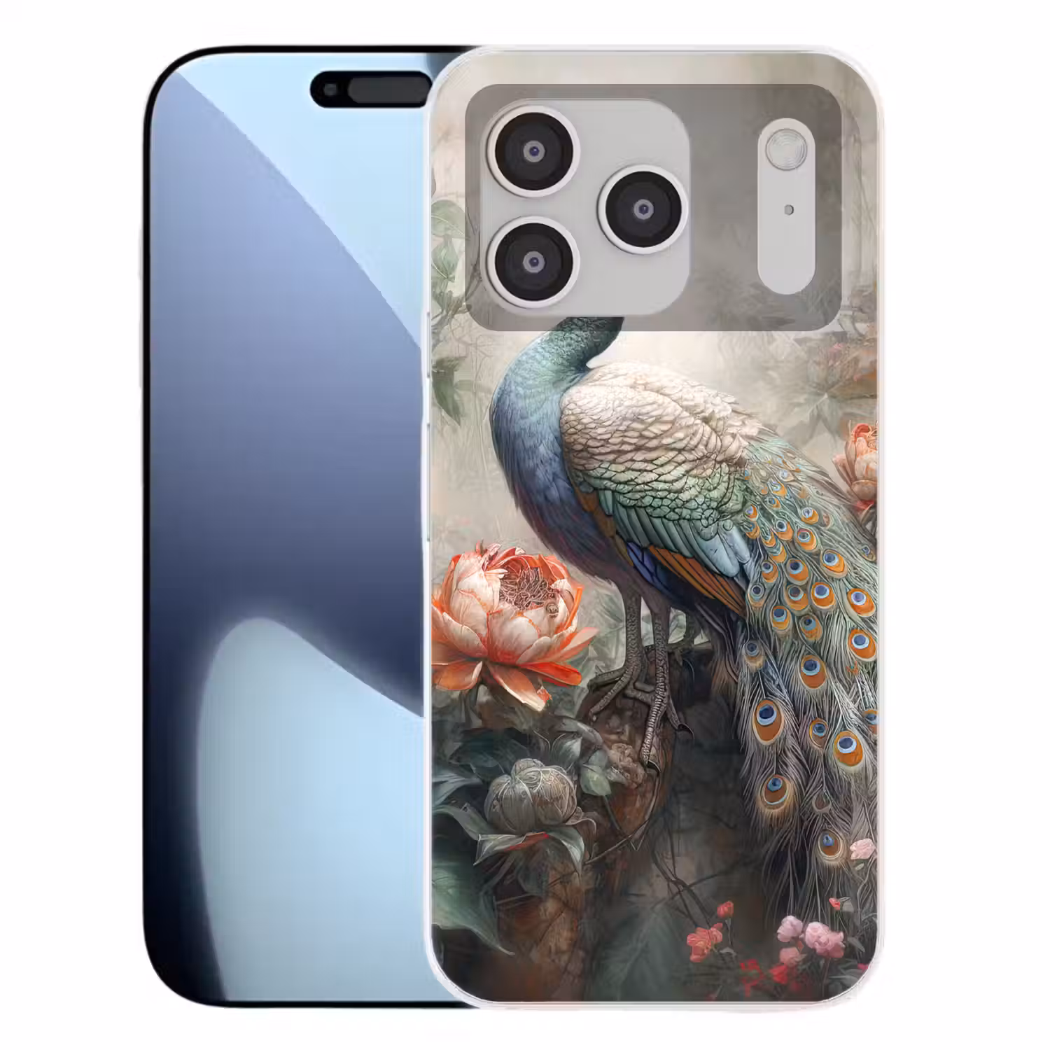 Pauw - Pauwenveren - Vogel - Jungle - Bloemen Telefoonhoesje iPhone 17 Pro klein -3d