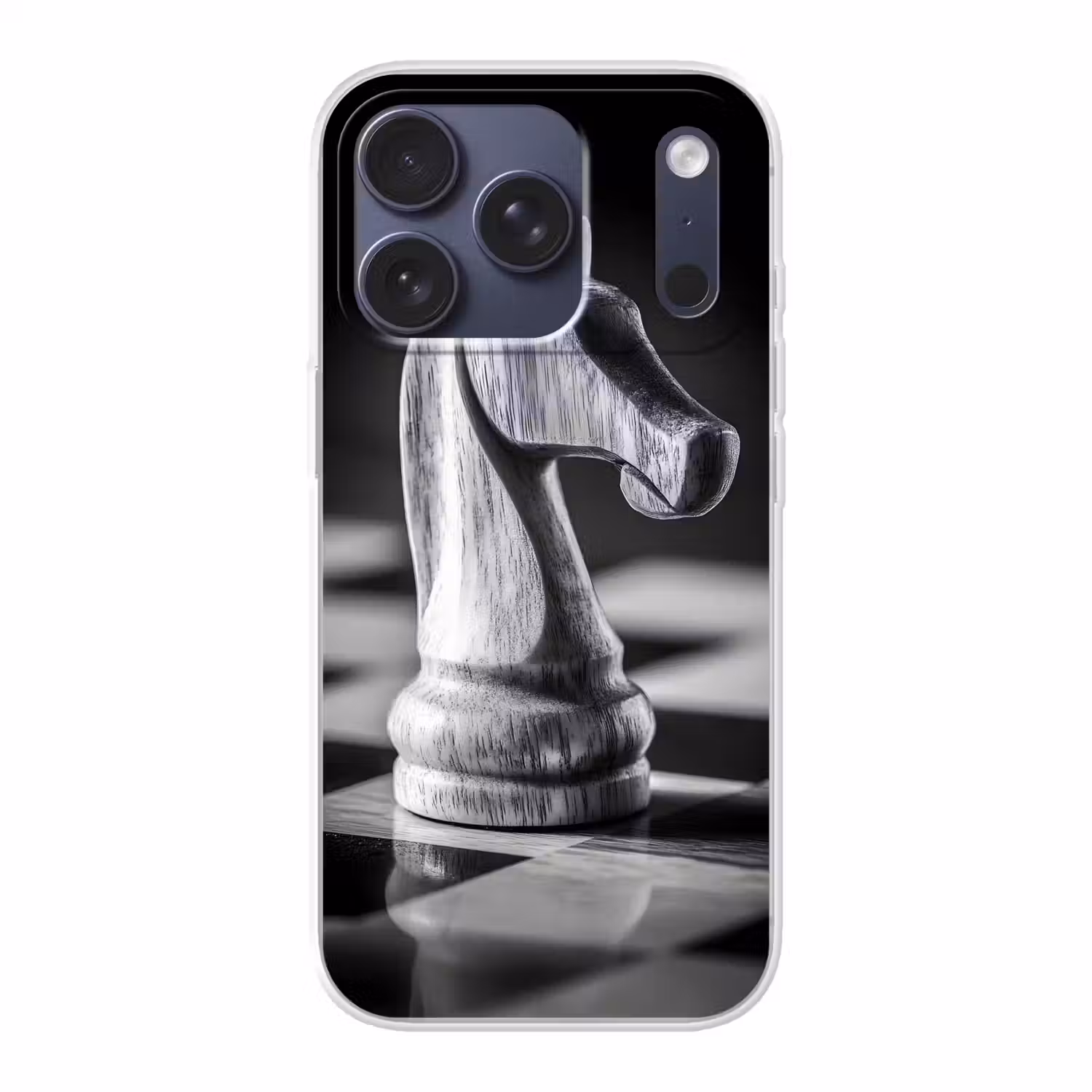 Paard - Hout - Schaalbord - Zwart Telefoonhoesje iPhone 17 Pro klein -3d