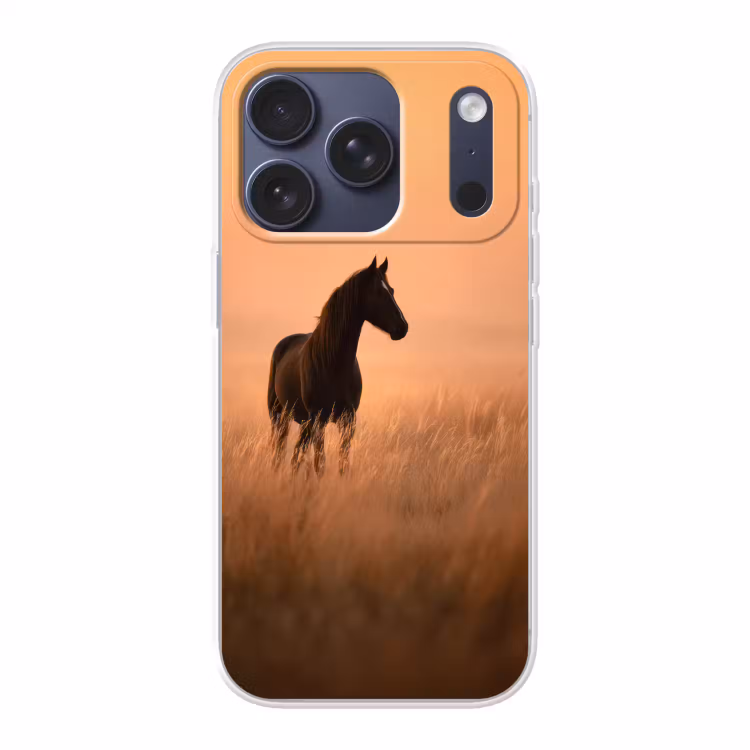 Paard - Grasveld - Zonsondergang Telefoonhoesje iPhone 17 Pro klein -3d