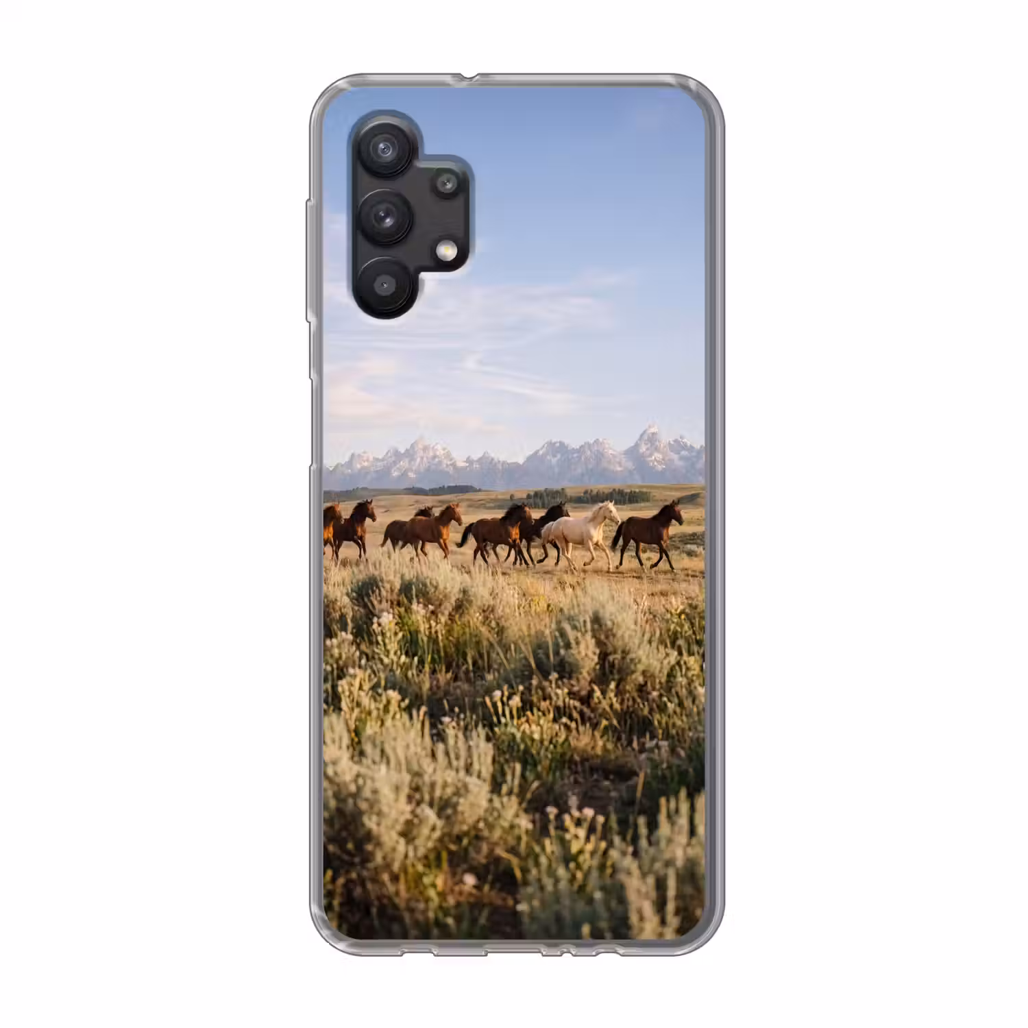 Paarden - Kudde - Bergen - Vrijheid - Wild Telefoonhoesje Samsung Galaxy A32 5G klein -3d