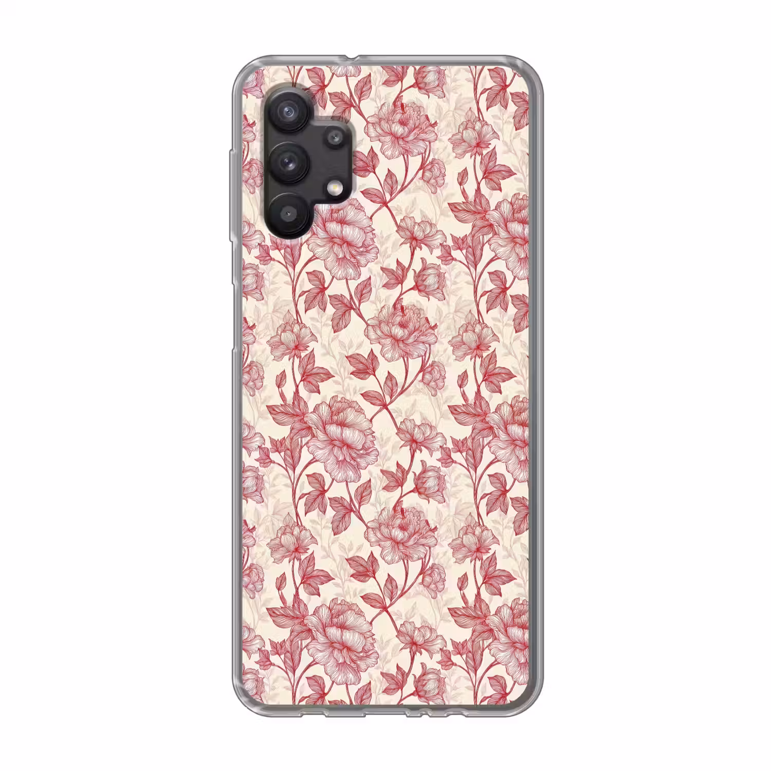 Pioenrozen - Modern - Rood Telefoonhoesje Samsung Galaxy A32 5G klein 346 -3d