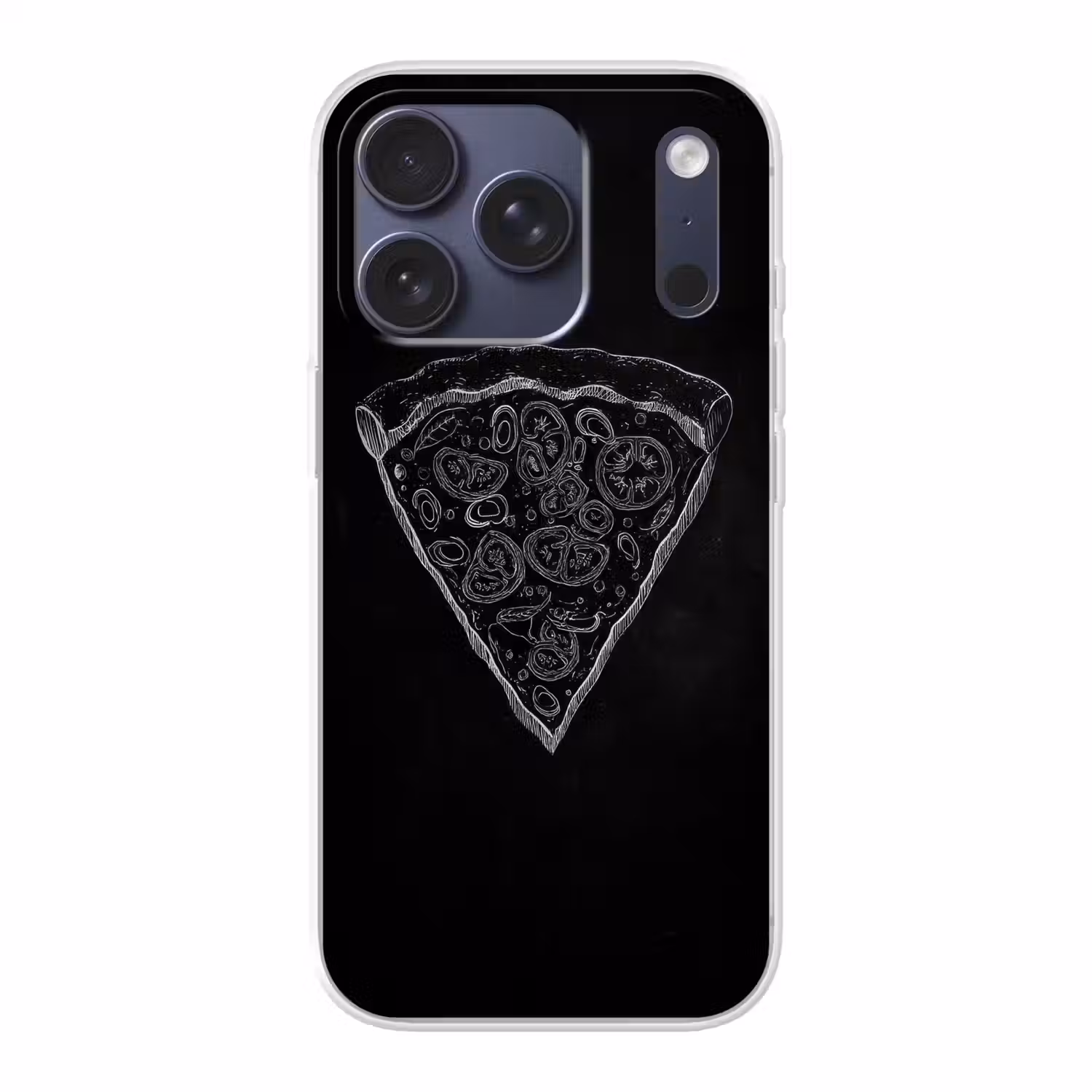 Pizzapunt - Toppings - Krijttekening Telefoonhoesje iPhone 17 Pro klein -3d