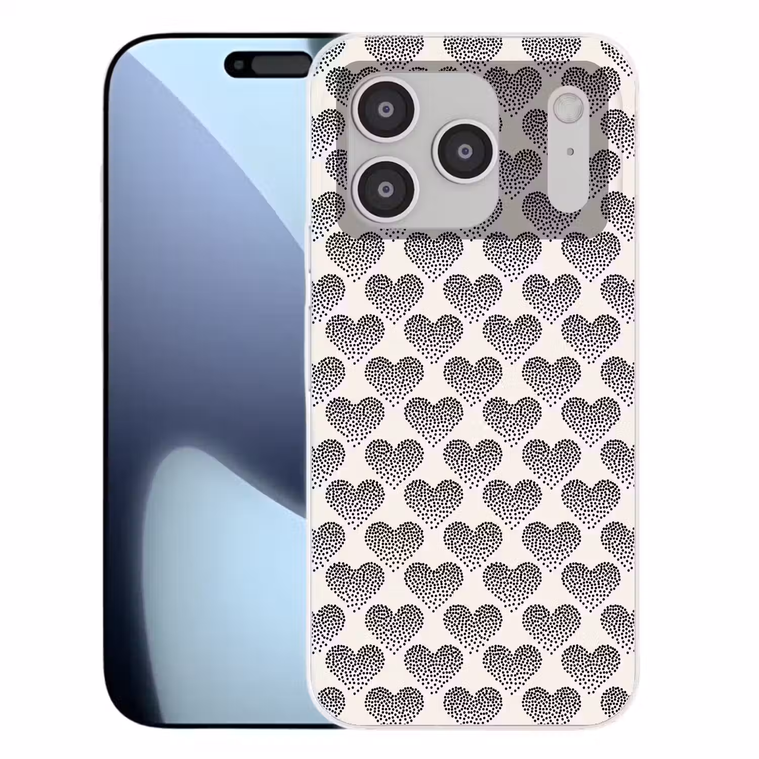 Polka - Stippen - Wit - Zwart Telefoonhoesje iPhone 17 Pro klein 878 -3d