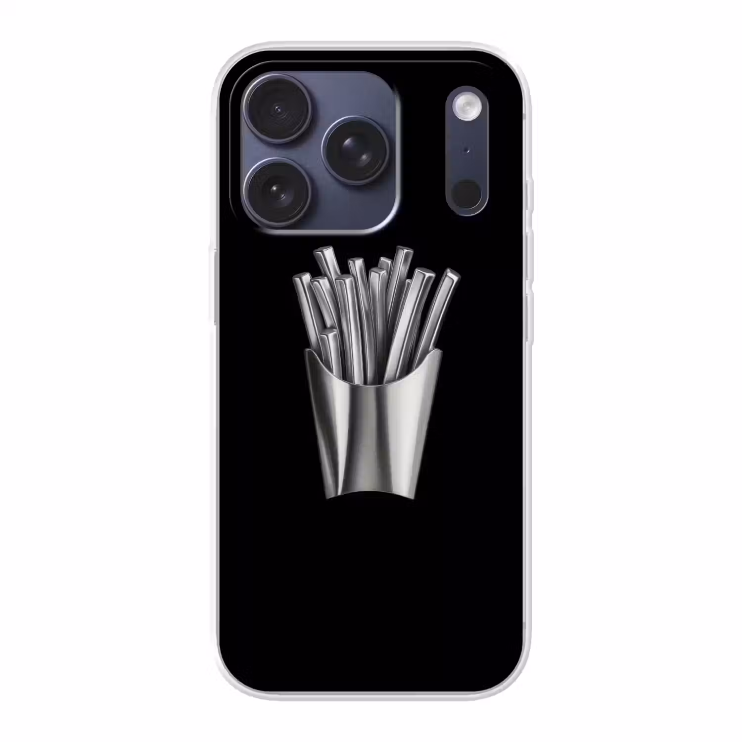 Frietjes - Futuristisch - Zilver Telefoonhoesje iPhone 17 Pro klein -3d