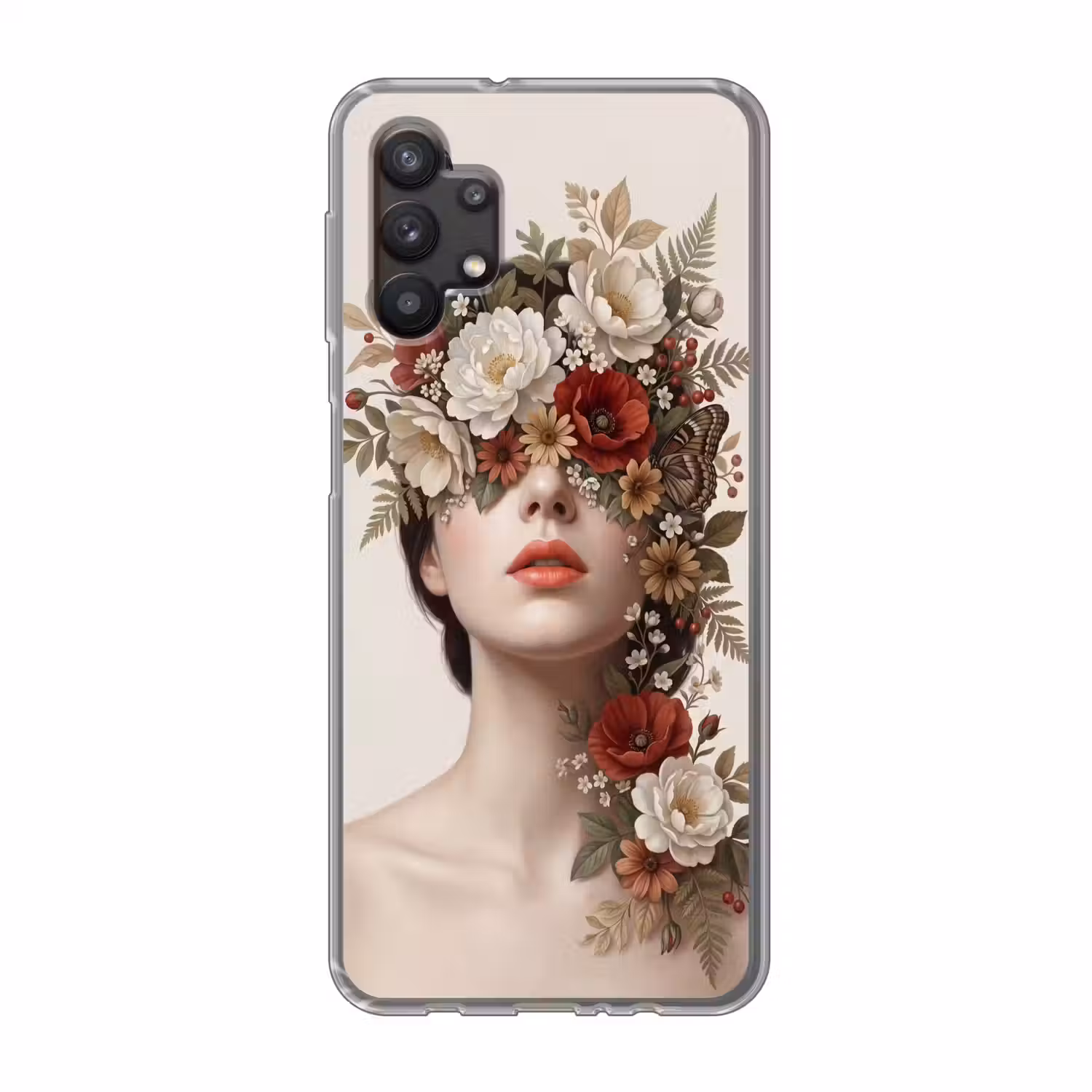 Portret - Bloemen - Cremé Telefoonhoesje Samsung Galaxy A32 5G klein -3d
