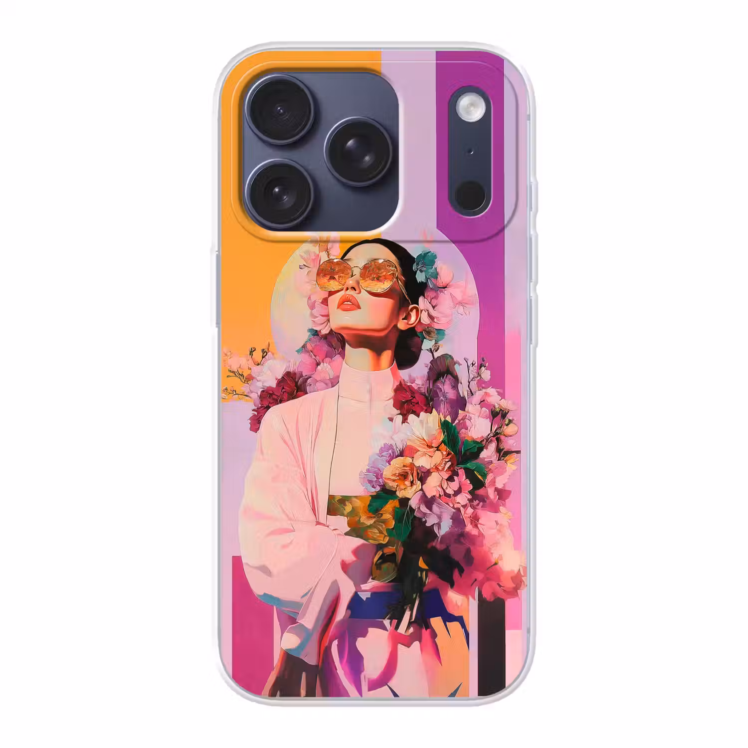 Portret - Vrouw - Abstract - Bloemen Telefoonhoesje iPhone 17 Pro klein -3d
