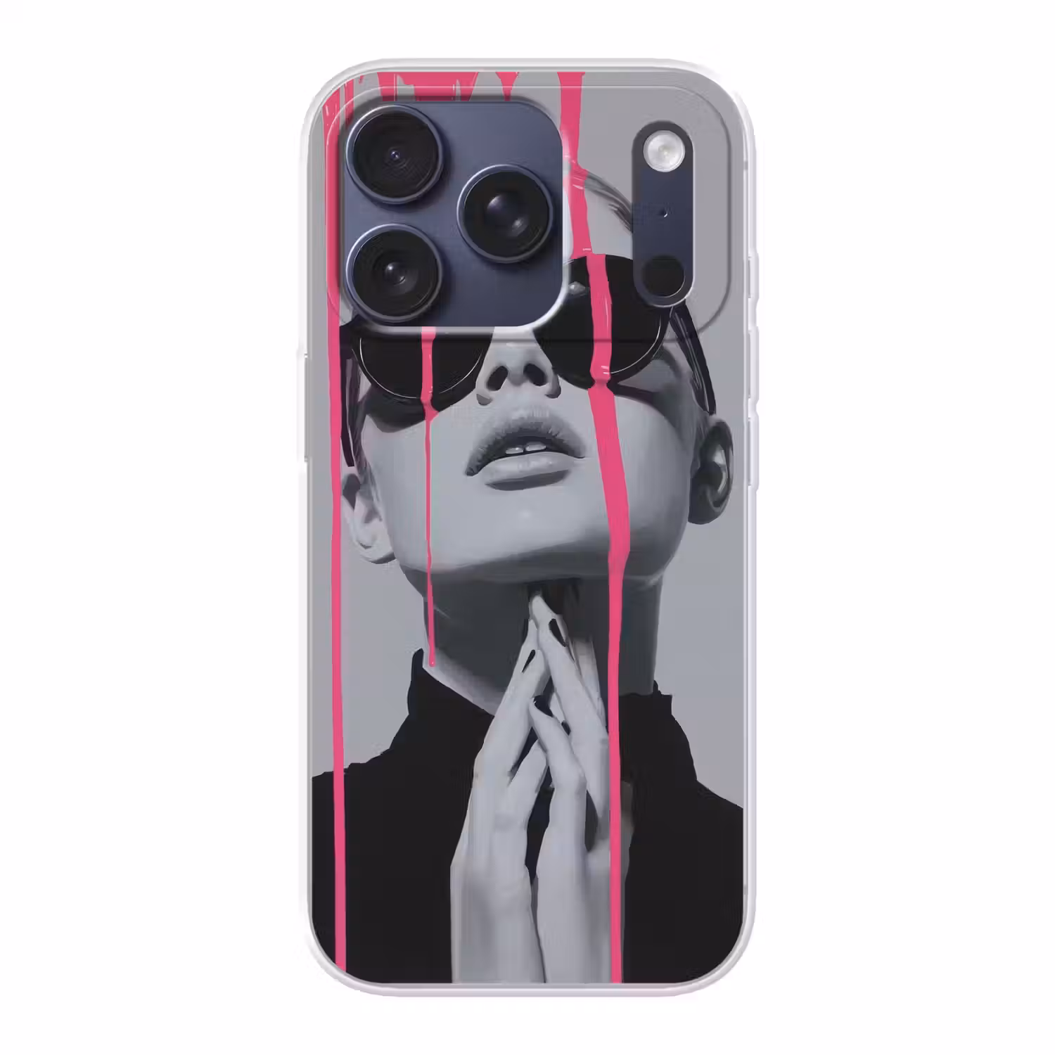 Portret - Vrouw - Zonnebril - Verfdruppels Telefoonhoesje iPhone 17 Pro klein -3d