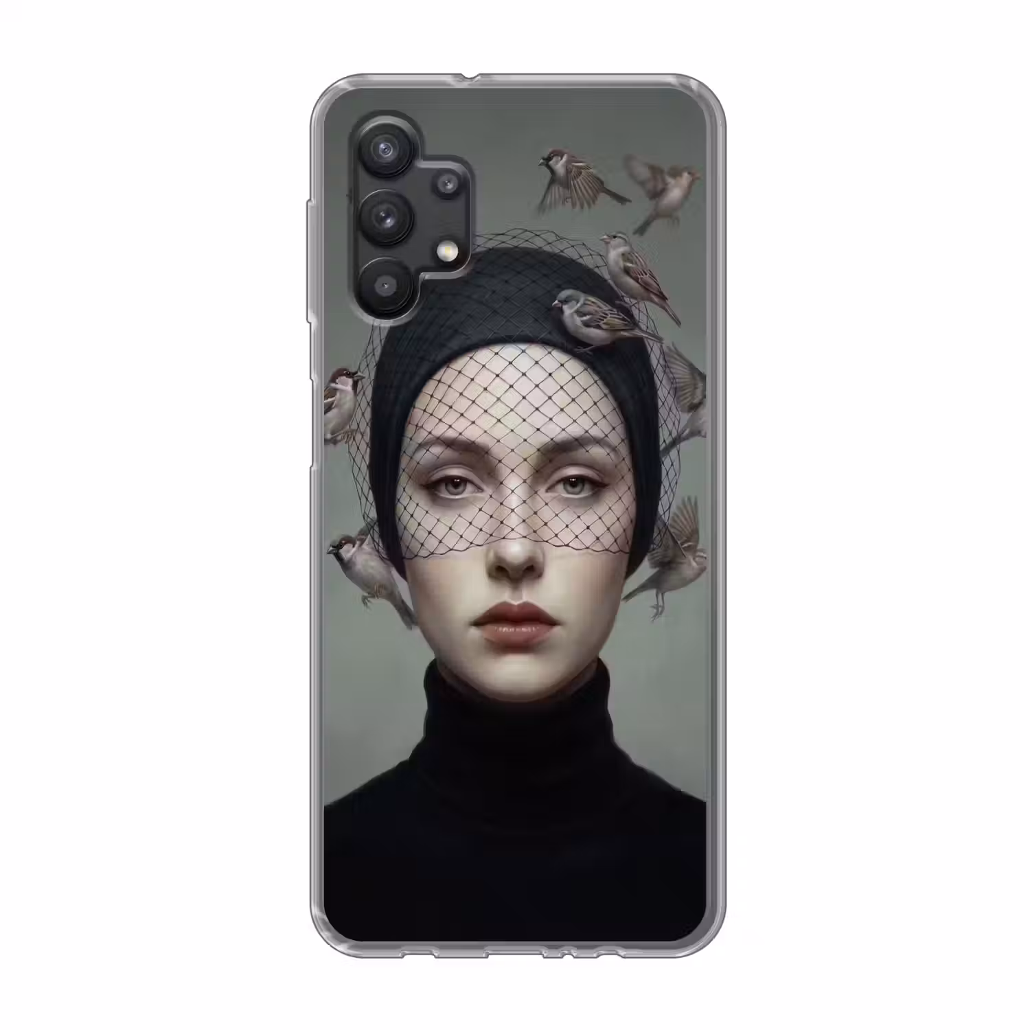 Portret - Vogels - Zwart Telefoonhoesje Samsung Galaxy A32 5G klein -3d