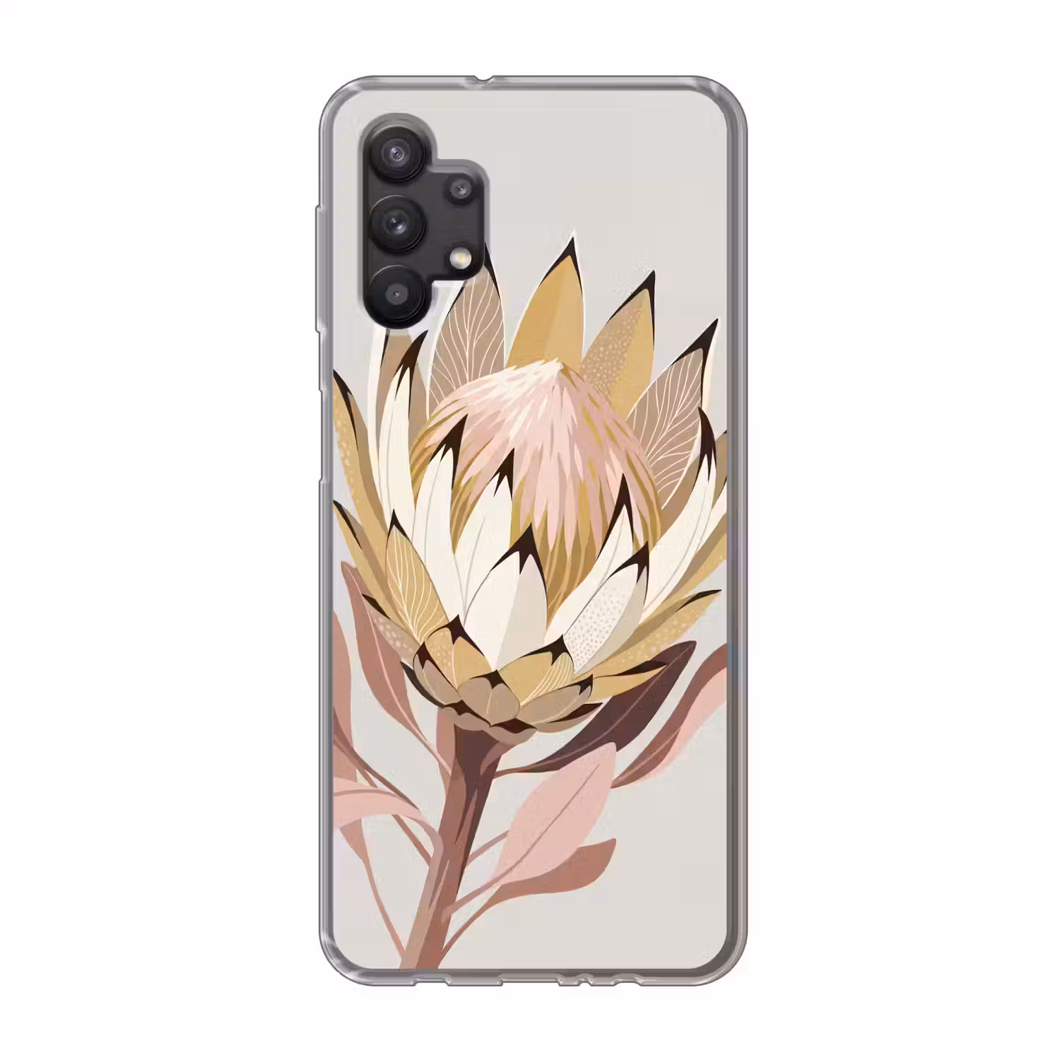 Protea - Bloem - Botanisch - Beige Telefoonhoesje Samsung Galaxy A32 5G klein -3d