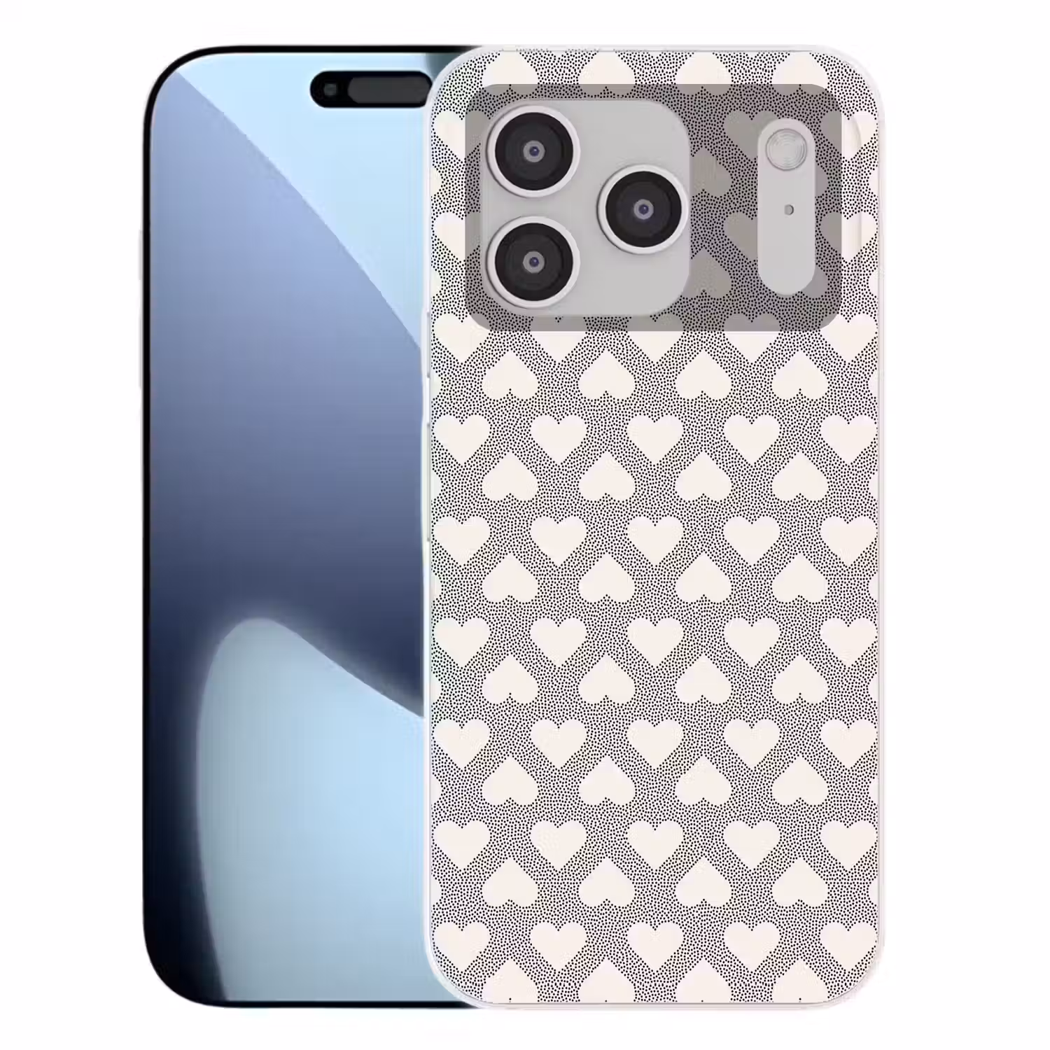 Stippen - Hart - Zwart - Wit Telefoonhoesje iPhone 17 Pro klein 878 -3d