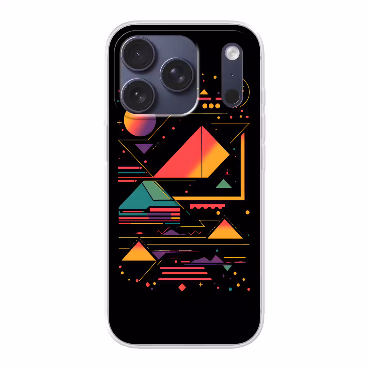 Piramides - Cirkels - Neonkleuren - Geometrisch Telefoonhoesje iPhone 17 Pro klein -3d