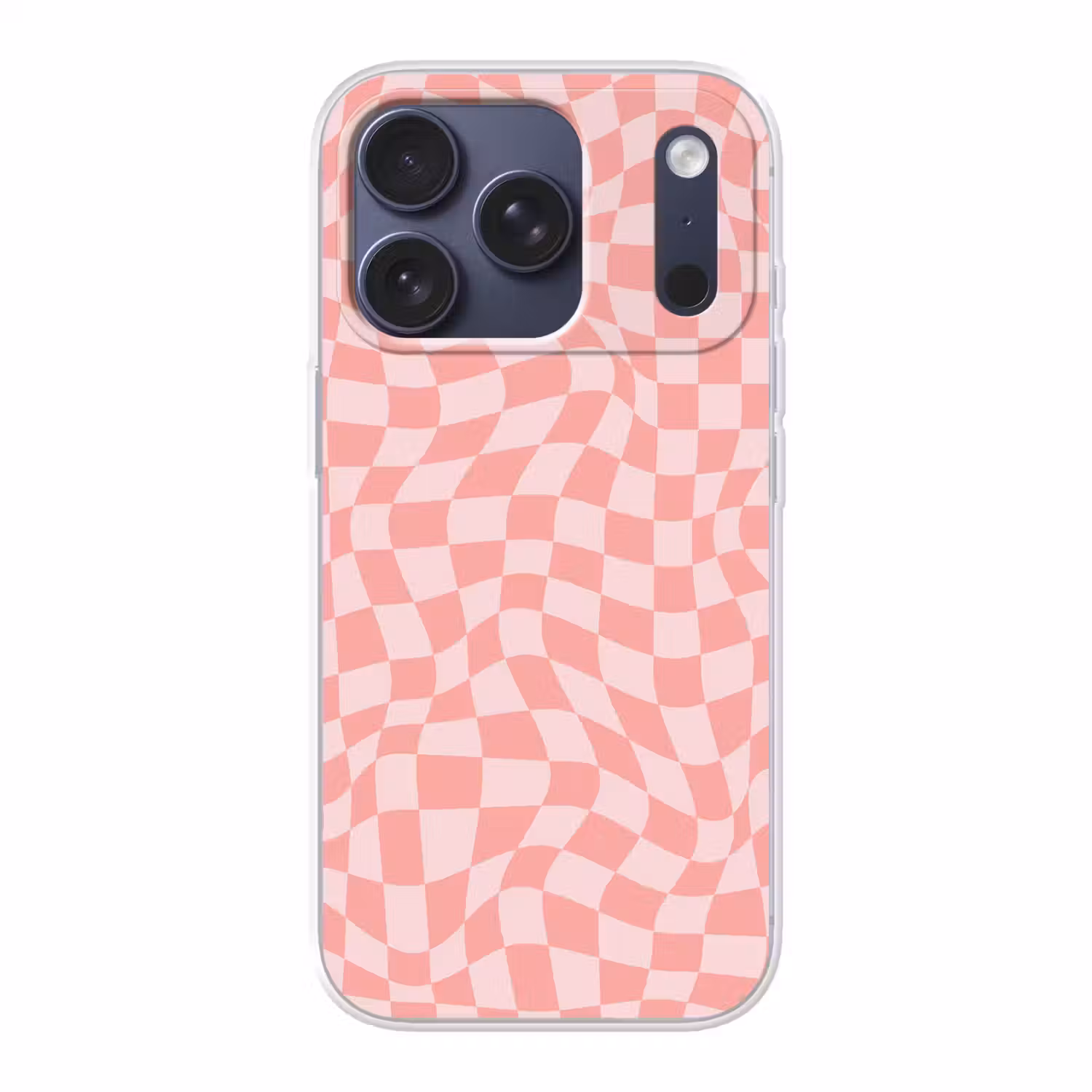 Hokjes patroon - Roze - Golvende lijnen Telefoonhoesje iPhone 17 Pro klein -3d