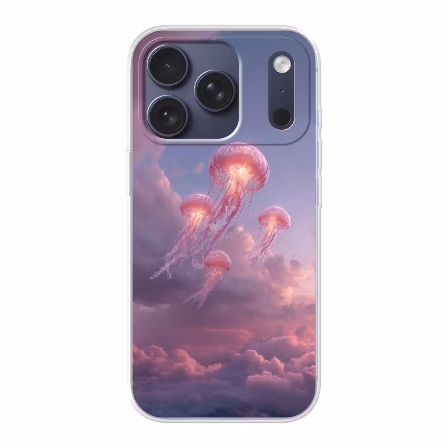 Kwallen - Roze - Wolken Telefoonhoesje iPhone 17 Pro klein -3d