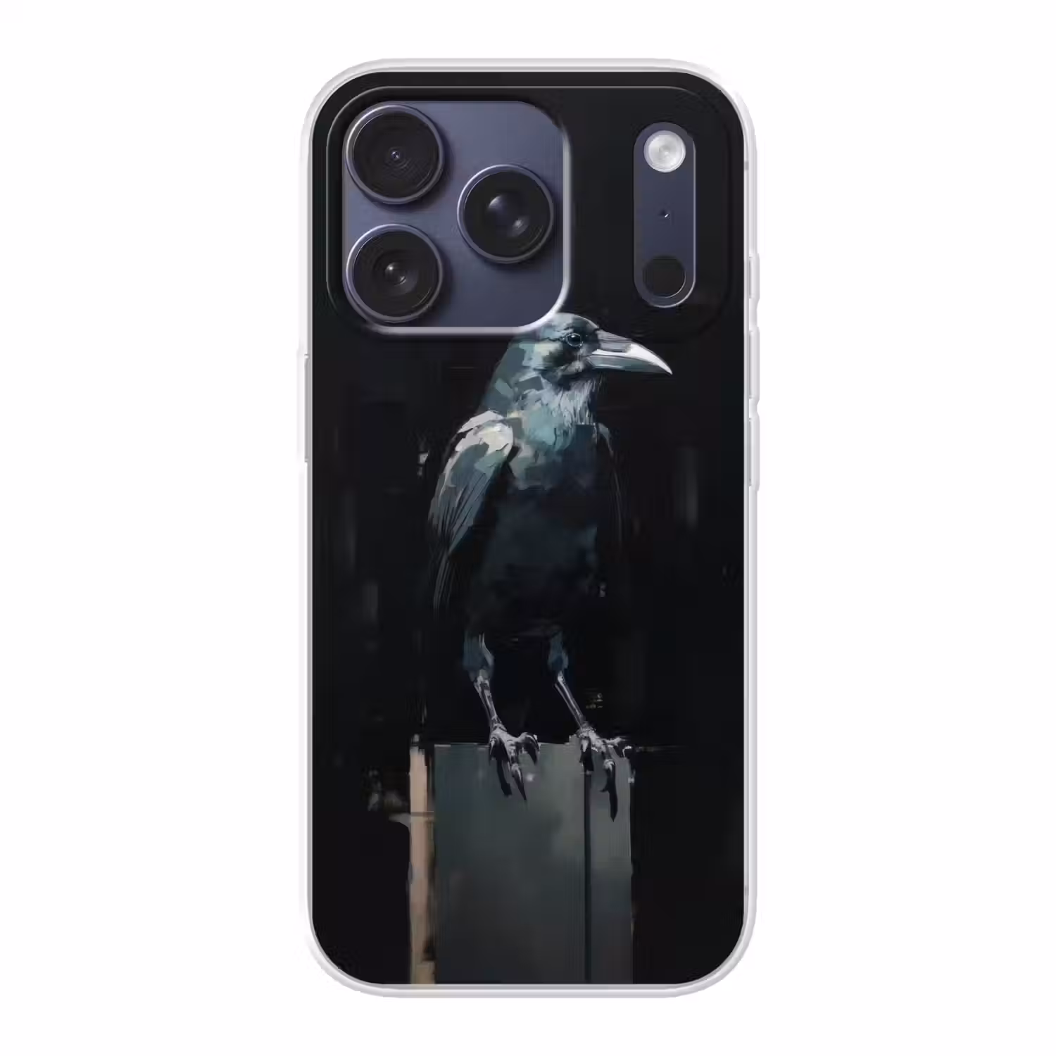 Raaf - Vogels - Zwart Telefoonhoesje iPhone 17 Pro klein -3d