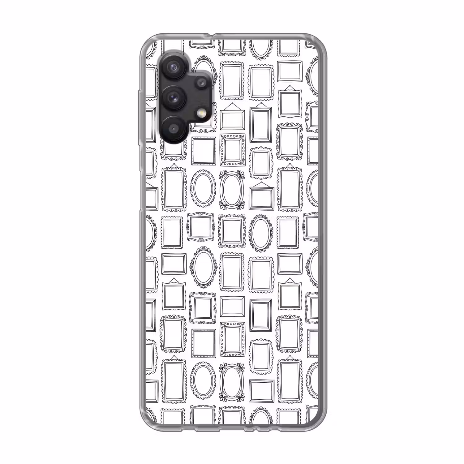 Lijsten - Patroon - Decoratie - Schets - Zwart-wit Telefoonhoesje Samsung Galaxy A32 5G klein -3d